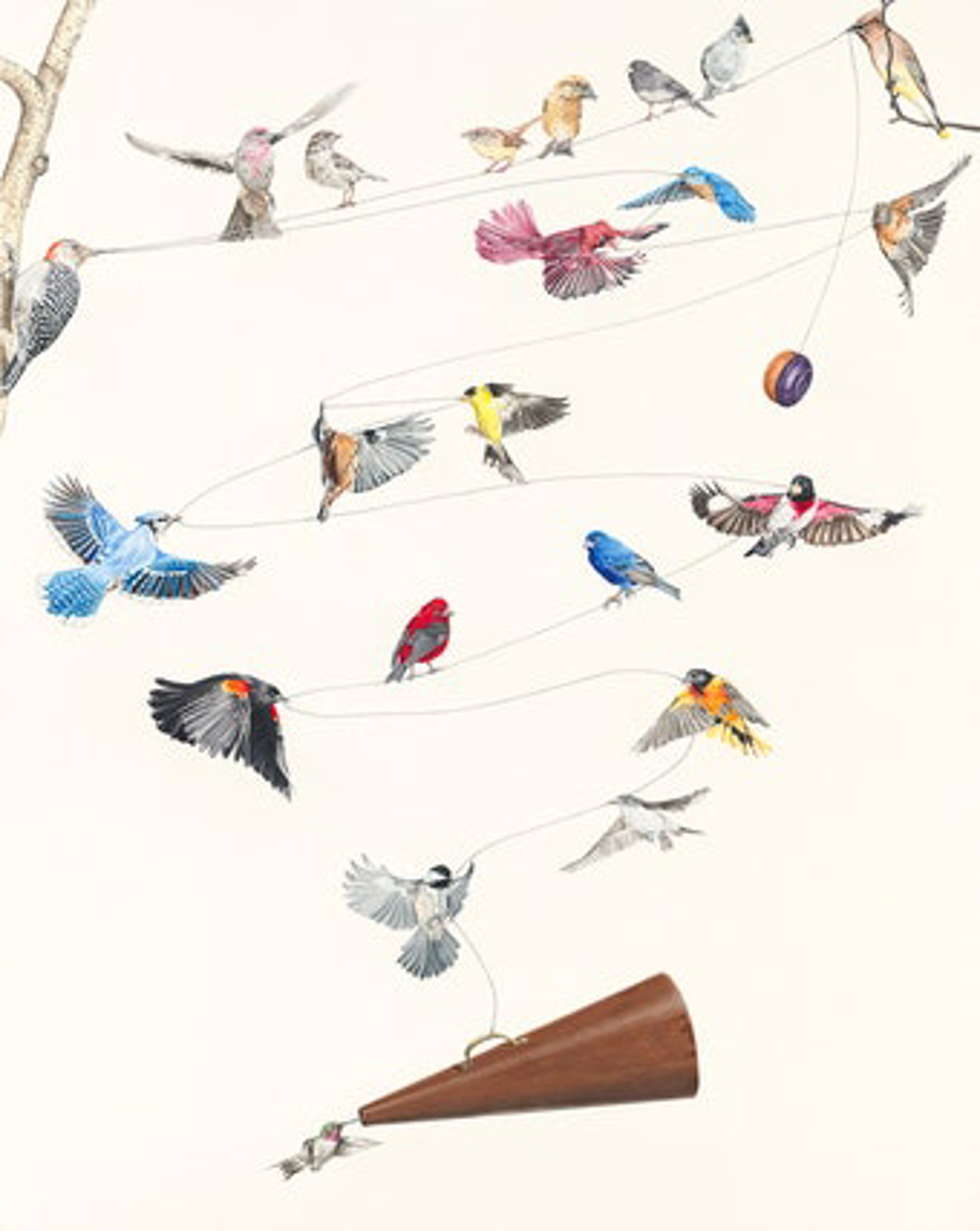Four Calling Birds 3- Song Birds Full Sized Framed Print by Paul Van Heest