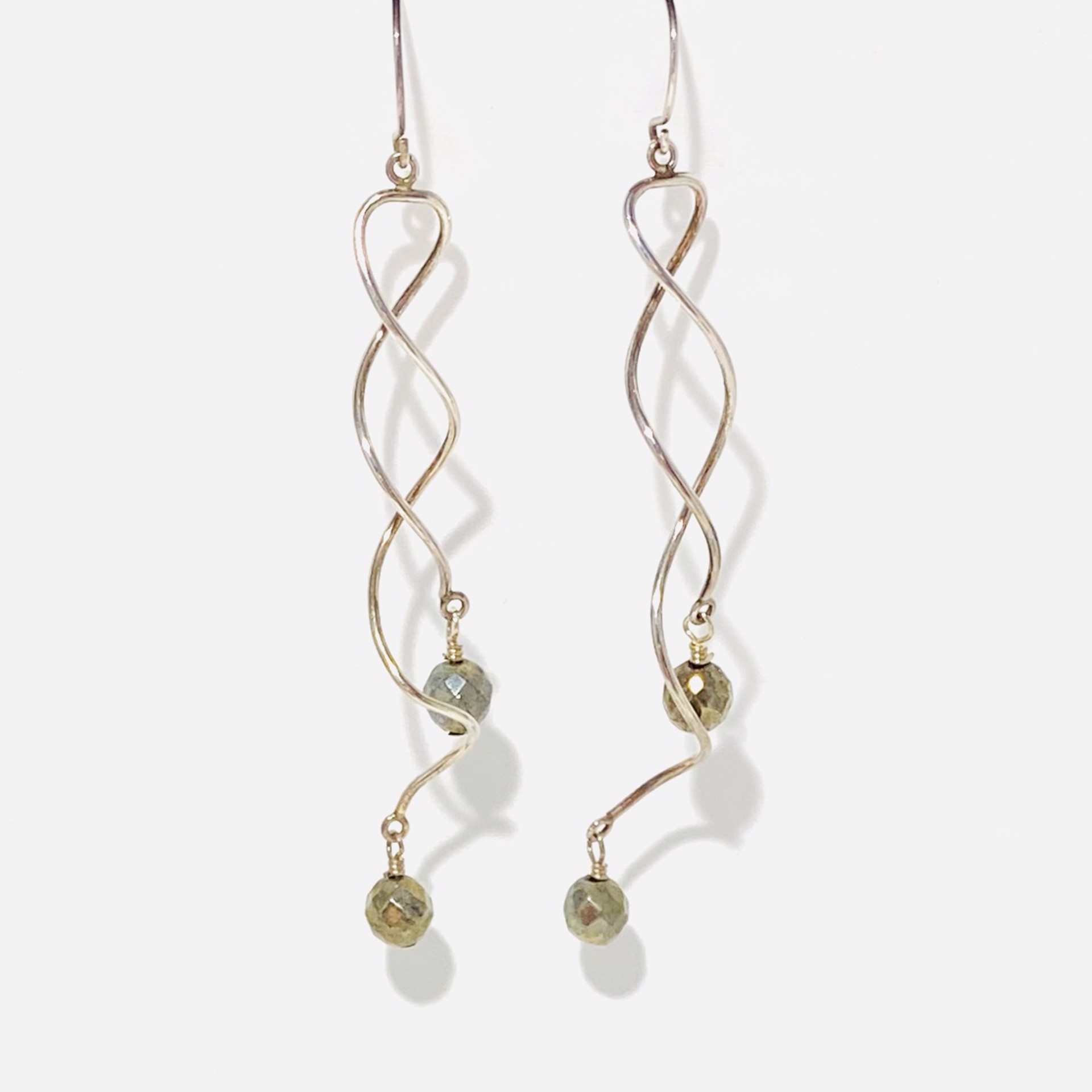 Faceted Pyrite , Twister Sterling Earrings LR23-49 by Legare Riano