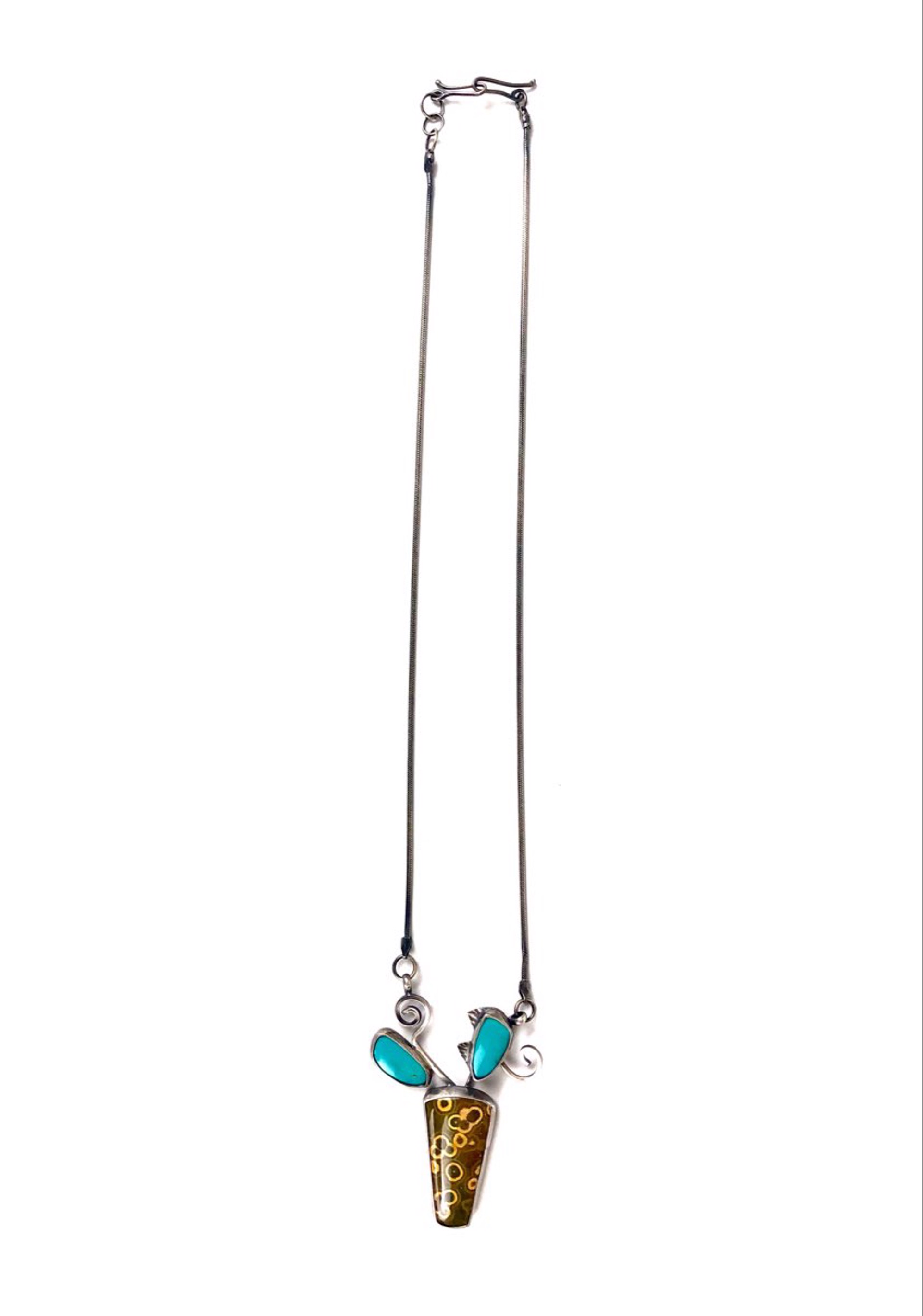Jasper, Turquoise, and Sterling Silver Necklace by Anne Rob