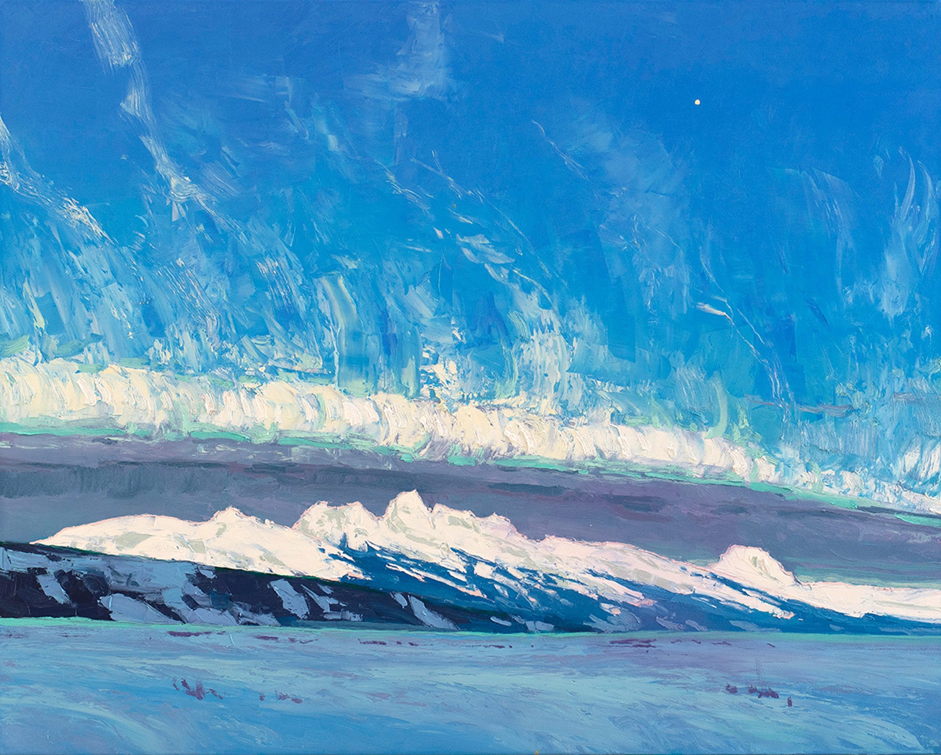 Original Oil Painting By Silas Thompson Of The Tetons In A Winter Landscape