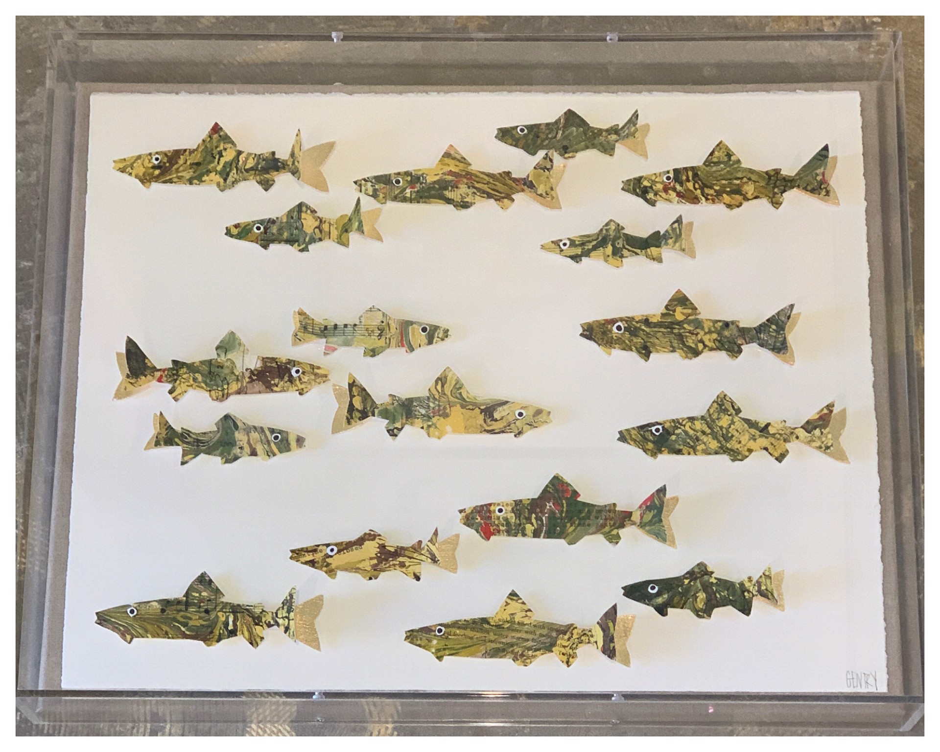 Fish Collage in Gold Tones 2 by Sarah Gentry