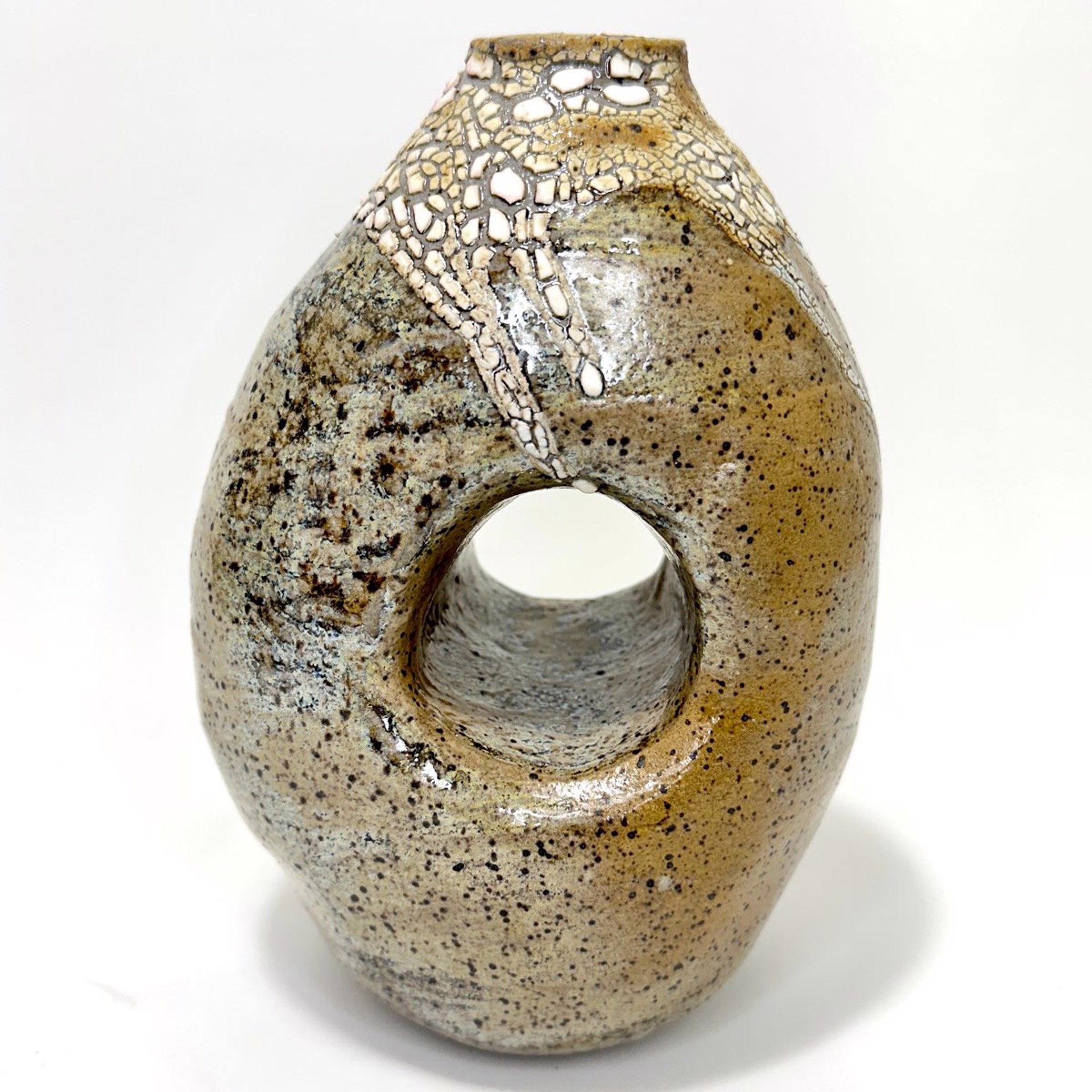 Lacuna Pot With Lichen 1 by Mary Delmege