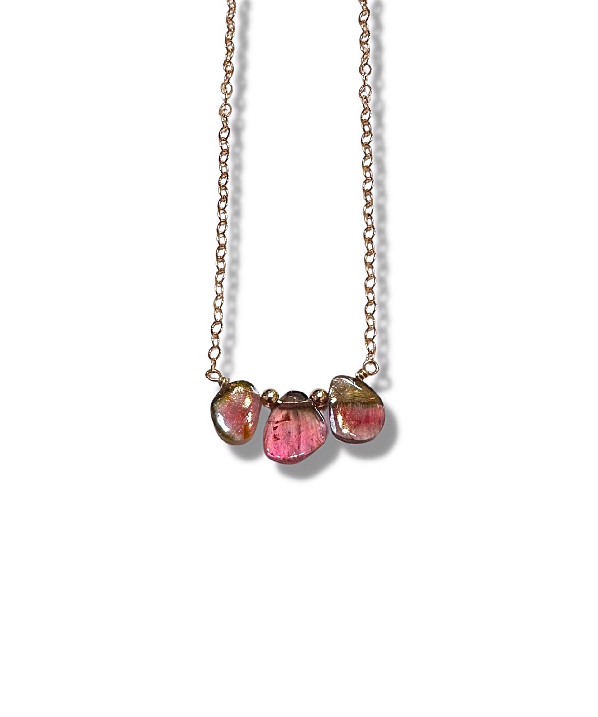 Necklace - Watermelon Tourmaline Necklace with 14K Gold Filling by Julia Balestracci