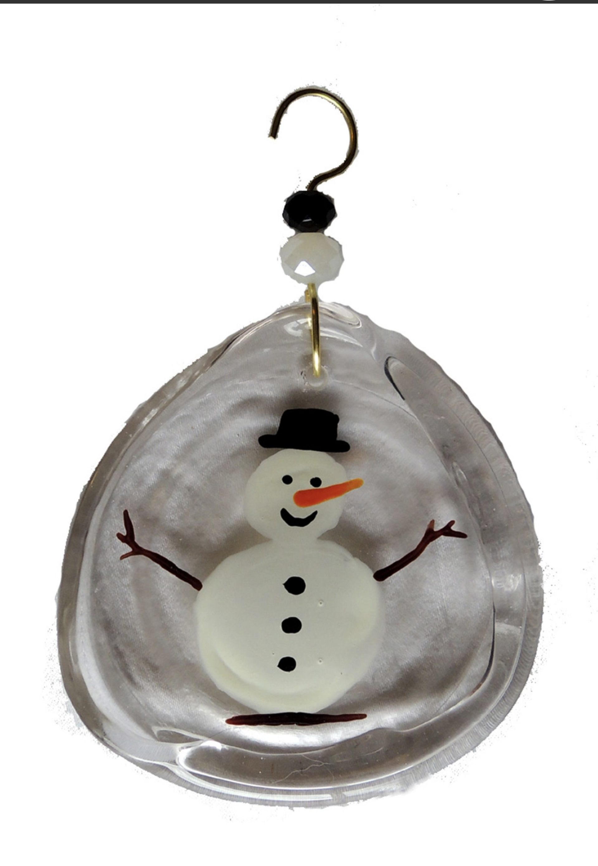 Ornament - Snowman & Black Hat by Wine Bottle Art