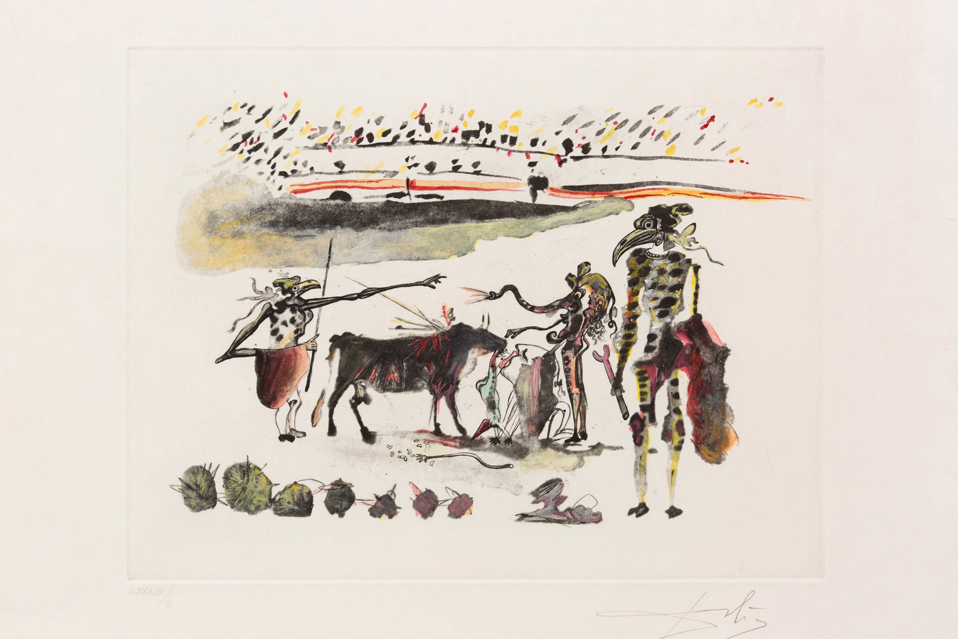 Surrealist Bullfight "Bullfight with Parrots" by Salvador Dalí