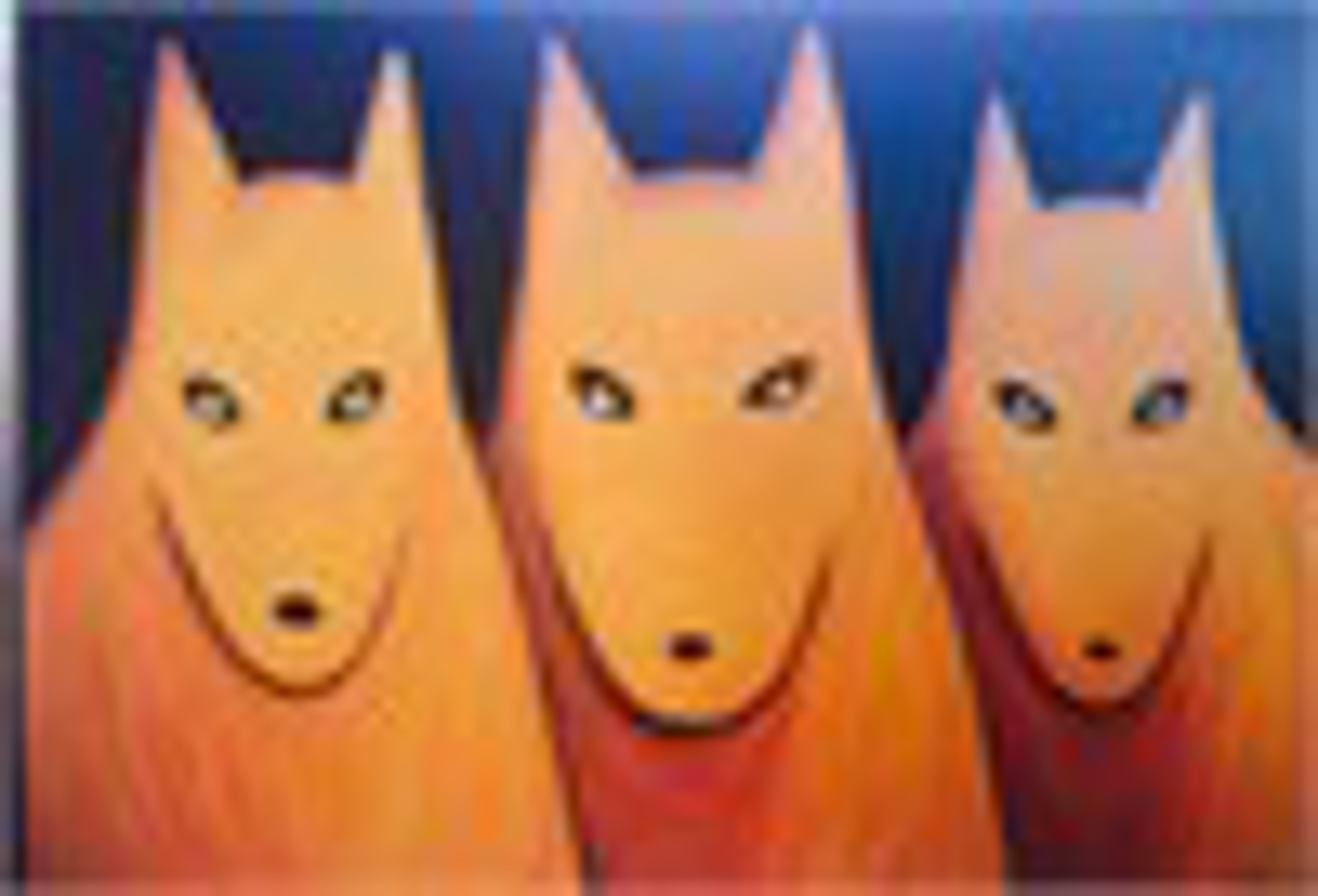 Night Sky/Three Golden Wolves - MEDIUM Canvas $2200 by Carole LaRoche