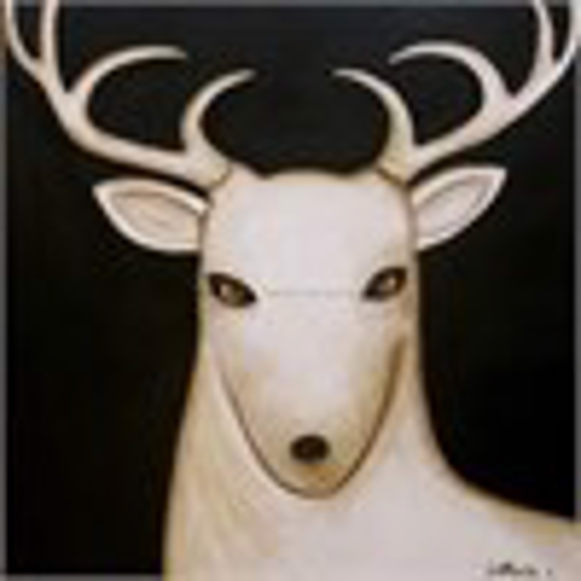 Night Sky/Single White Deer - MEDIUM Canvas $2400 by Carole LaRoche