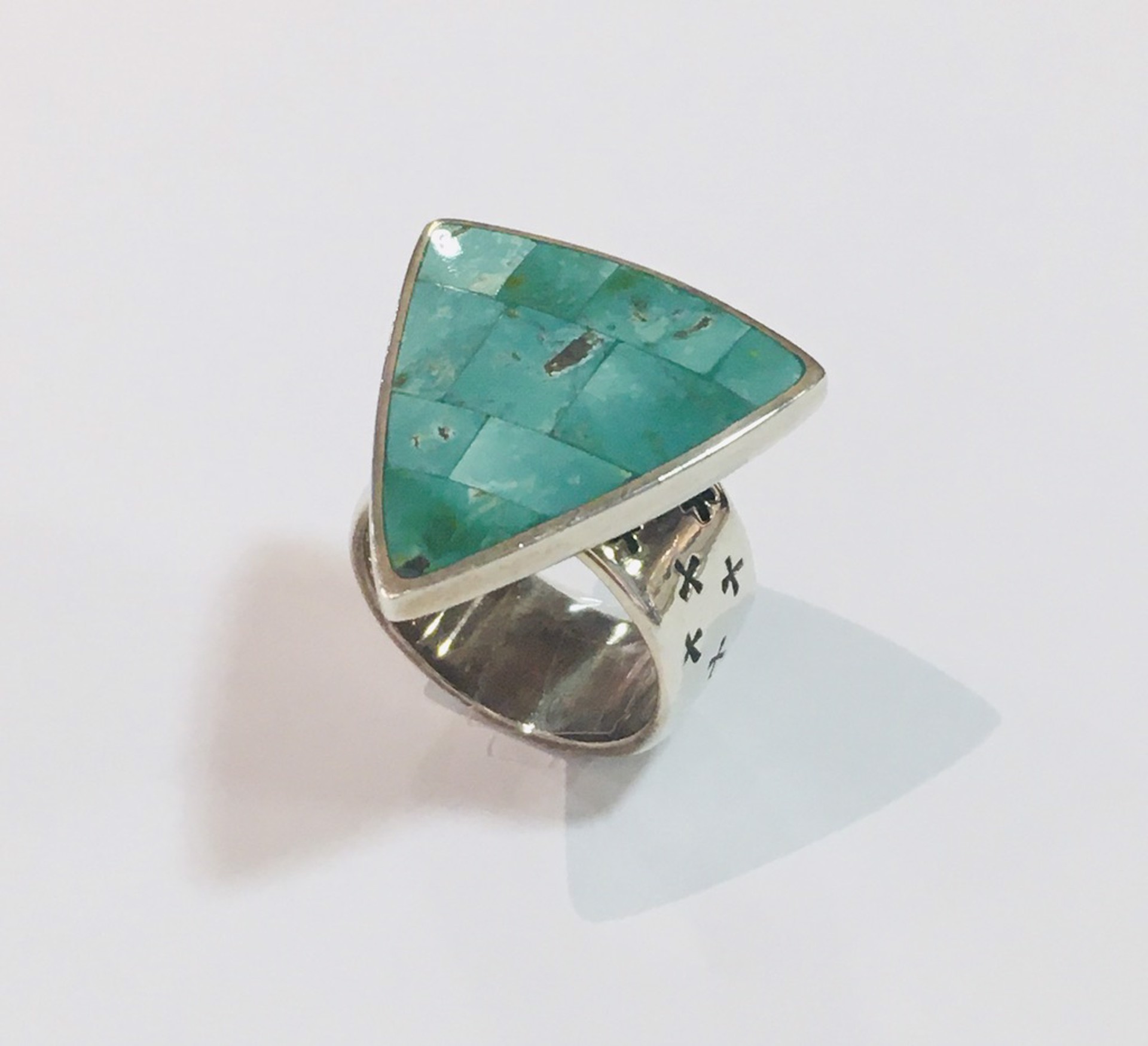 Turquoise Triangle Ring size 6.5 by PHIL CHAMBLESS