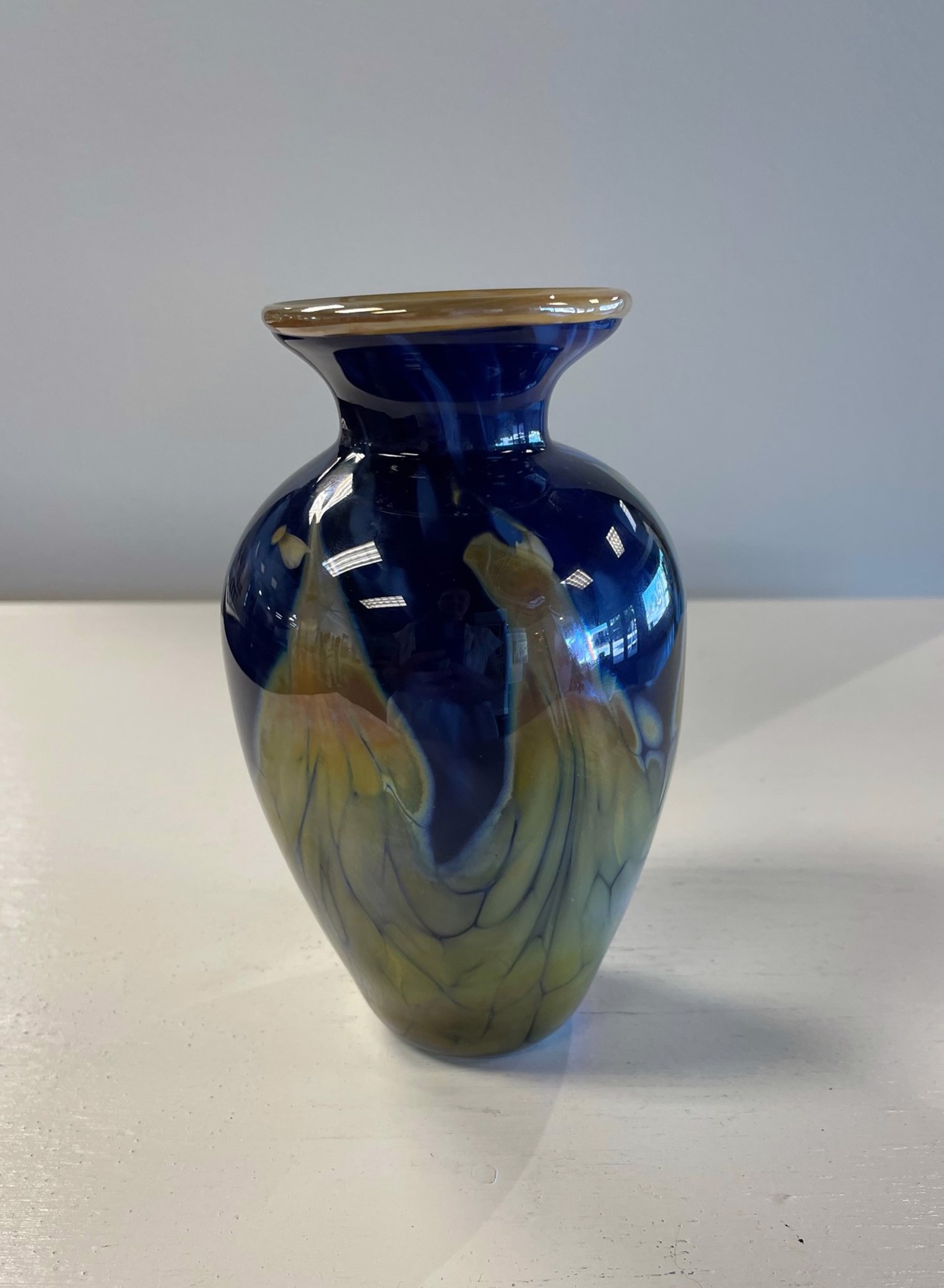 Blue & Gold Vase by AlBo Glass