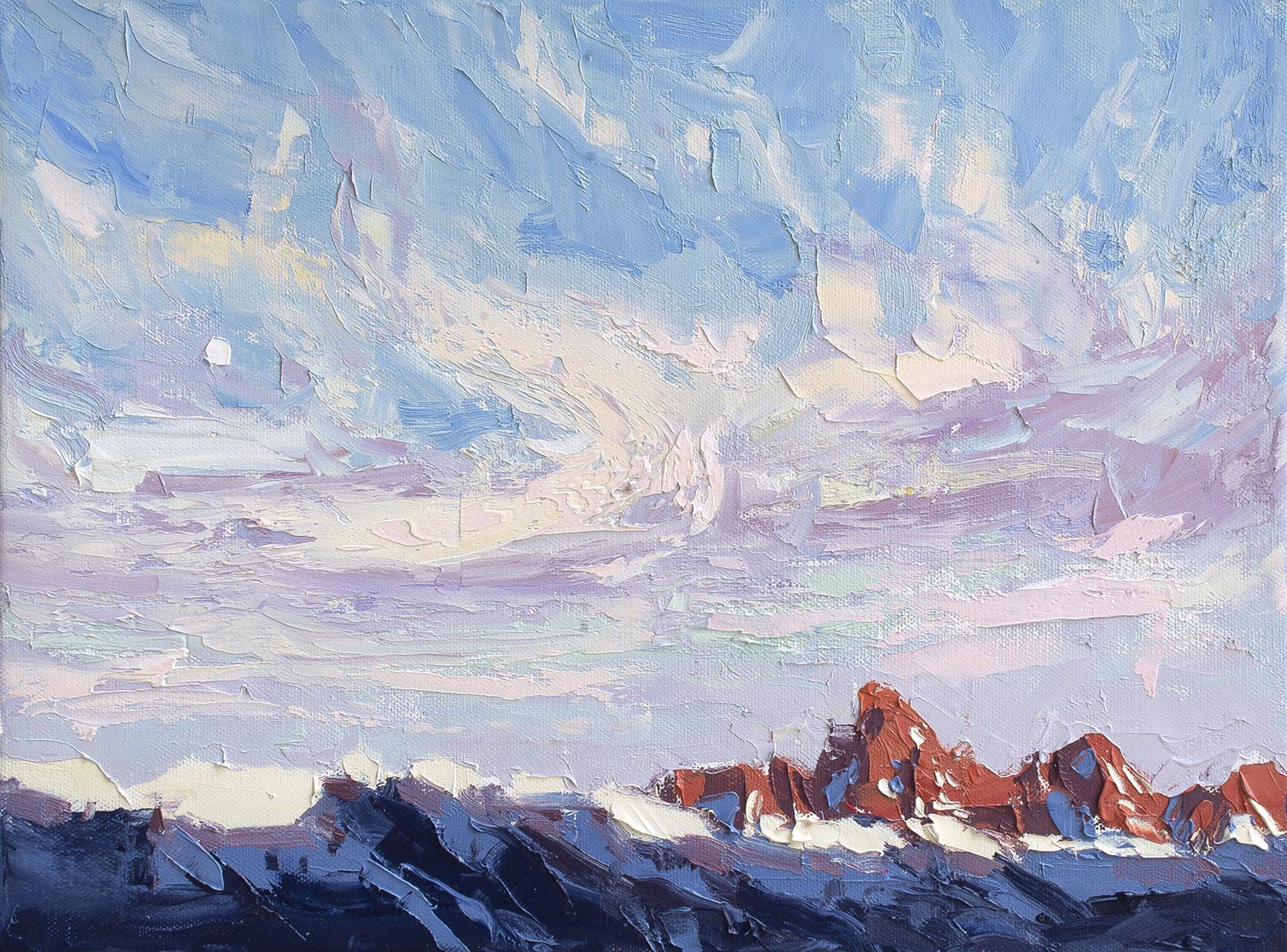 A Contemporary Palette Knife Painting Of The Tetons At Sunset By Silas Thompson At Gallery Wild