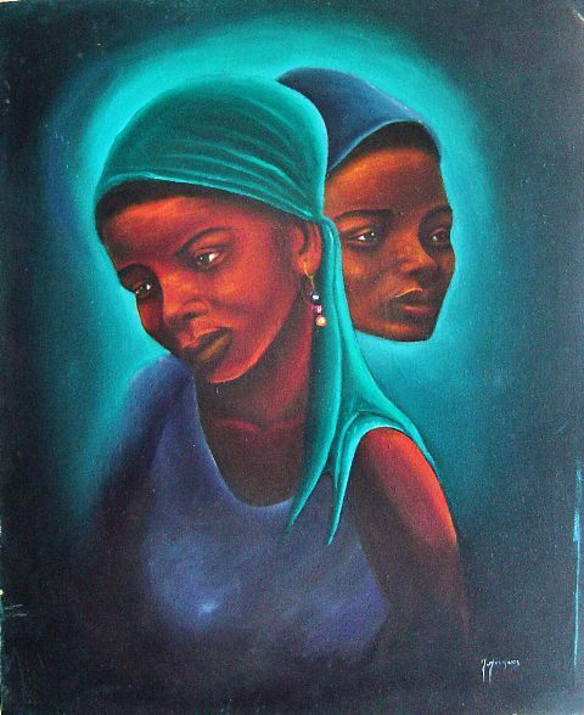 Portrait of Two Women #1-2-95MFN by J. Jacques (Haitian)