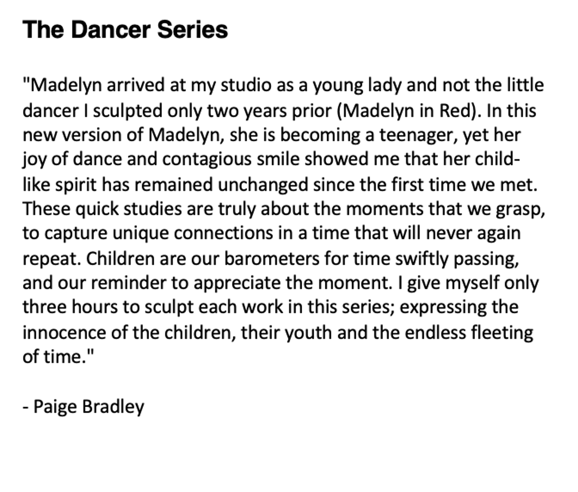 The Dancer Series, "Madelyn in White"