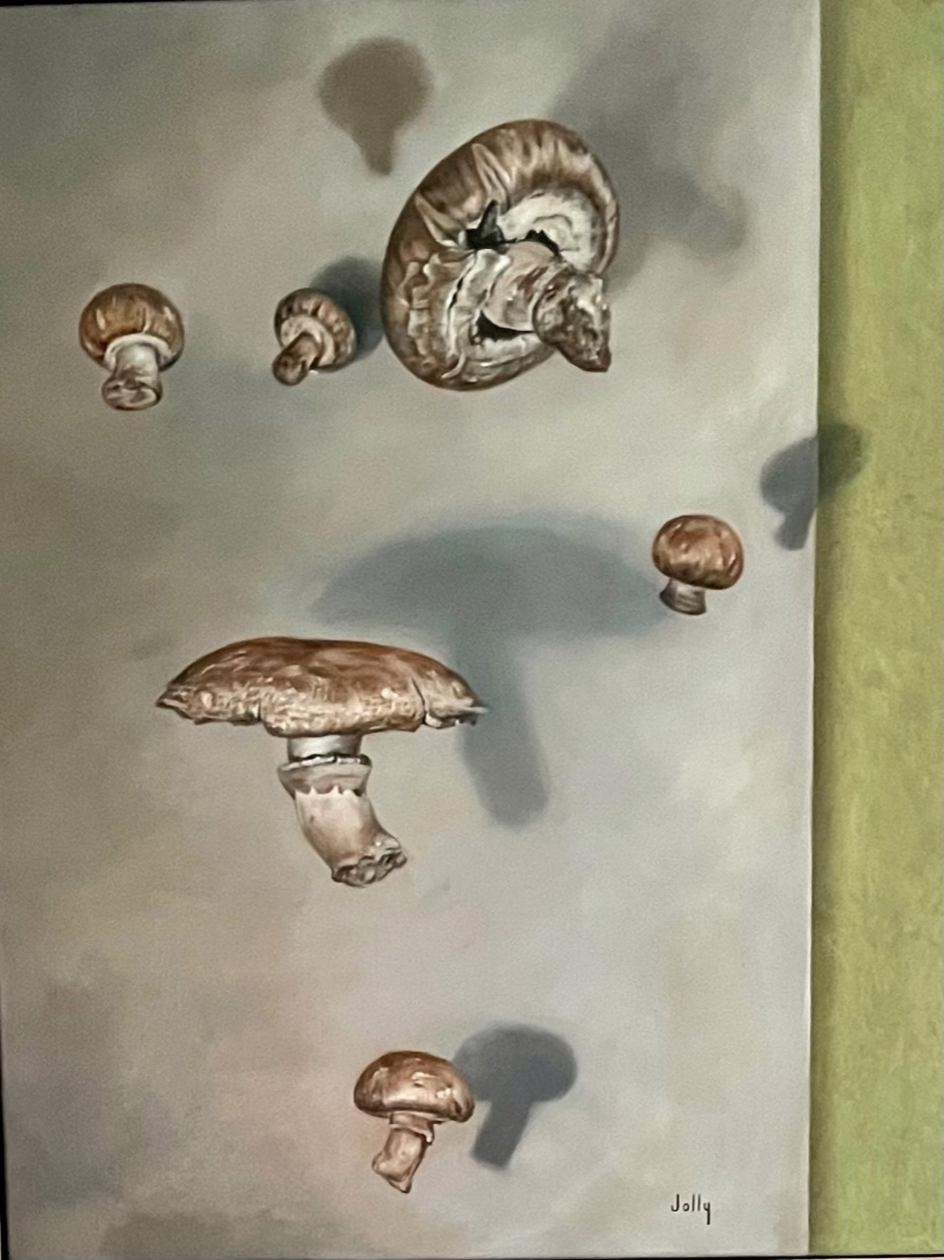 Floating Mushrooms on Green by Lawrence Jolly