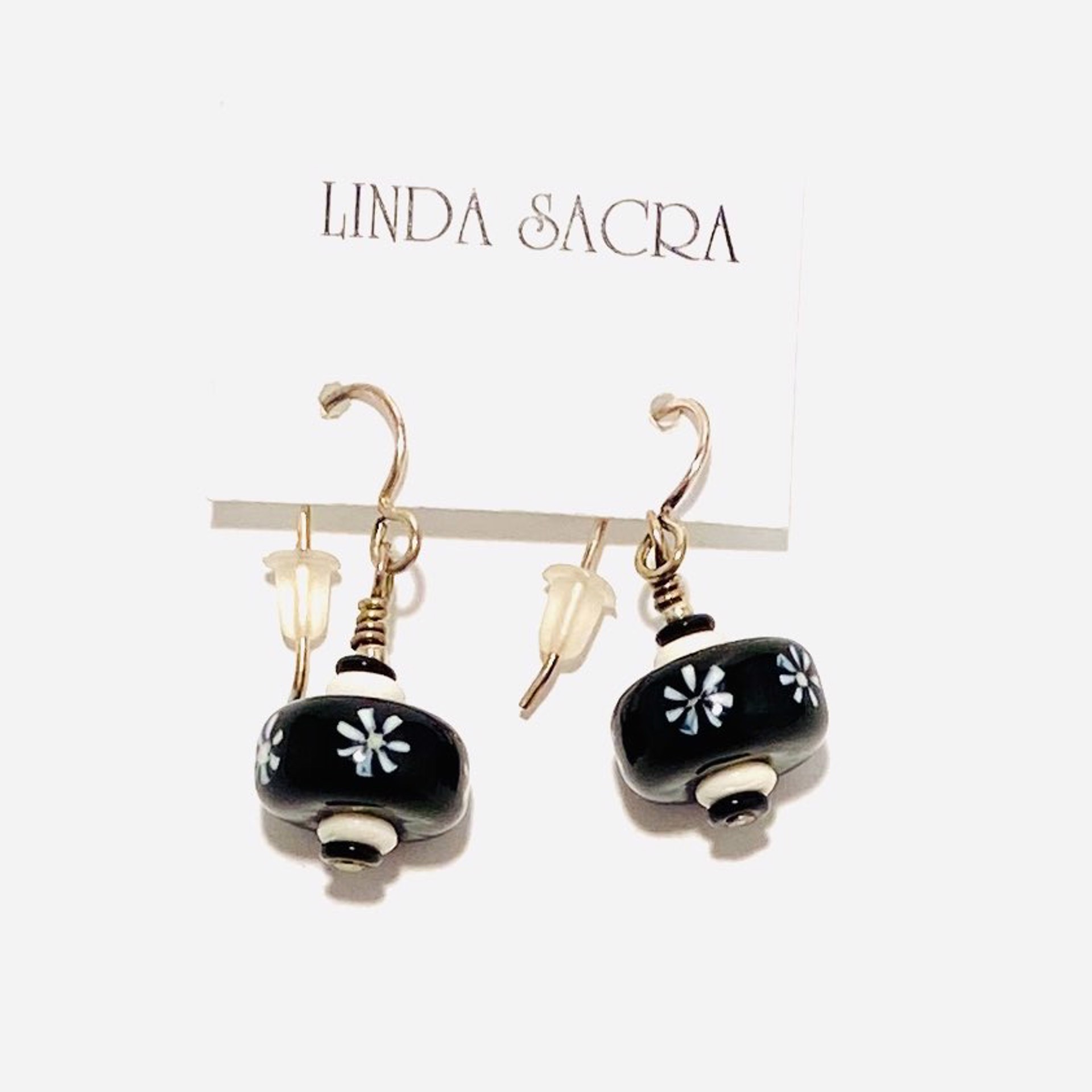 Black and White Earrings LS20-322 by Linda Sacra