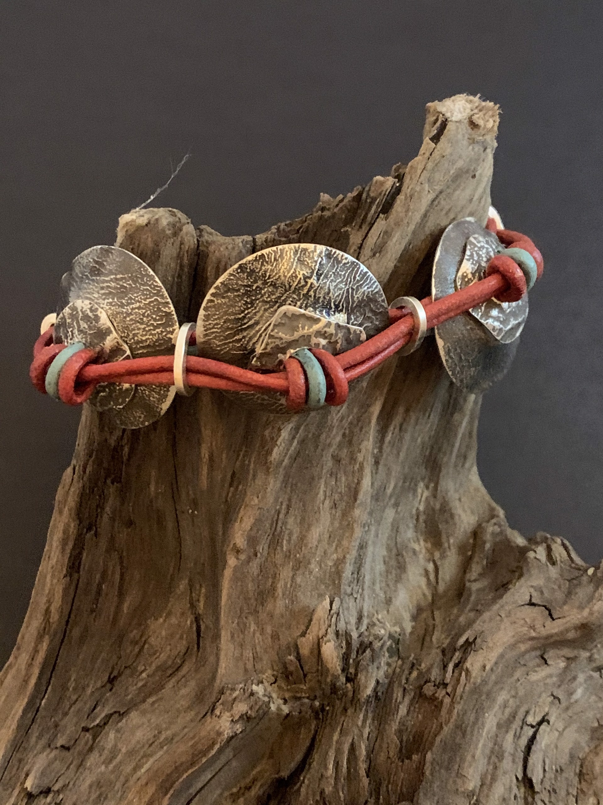 Bracelet - Sterling Silver, Knotted Leather With Magnetic Clasp AS 057 by Amy Soldin