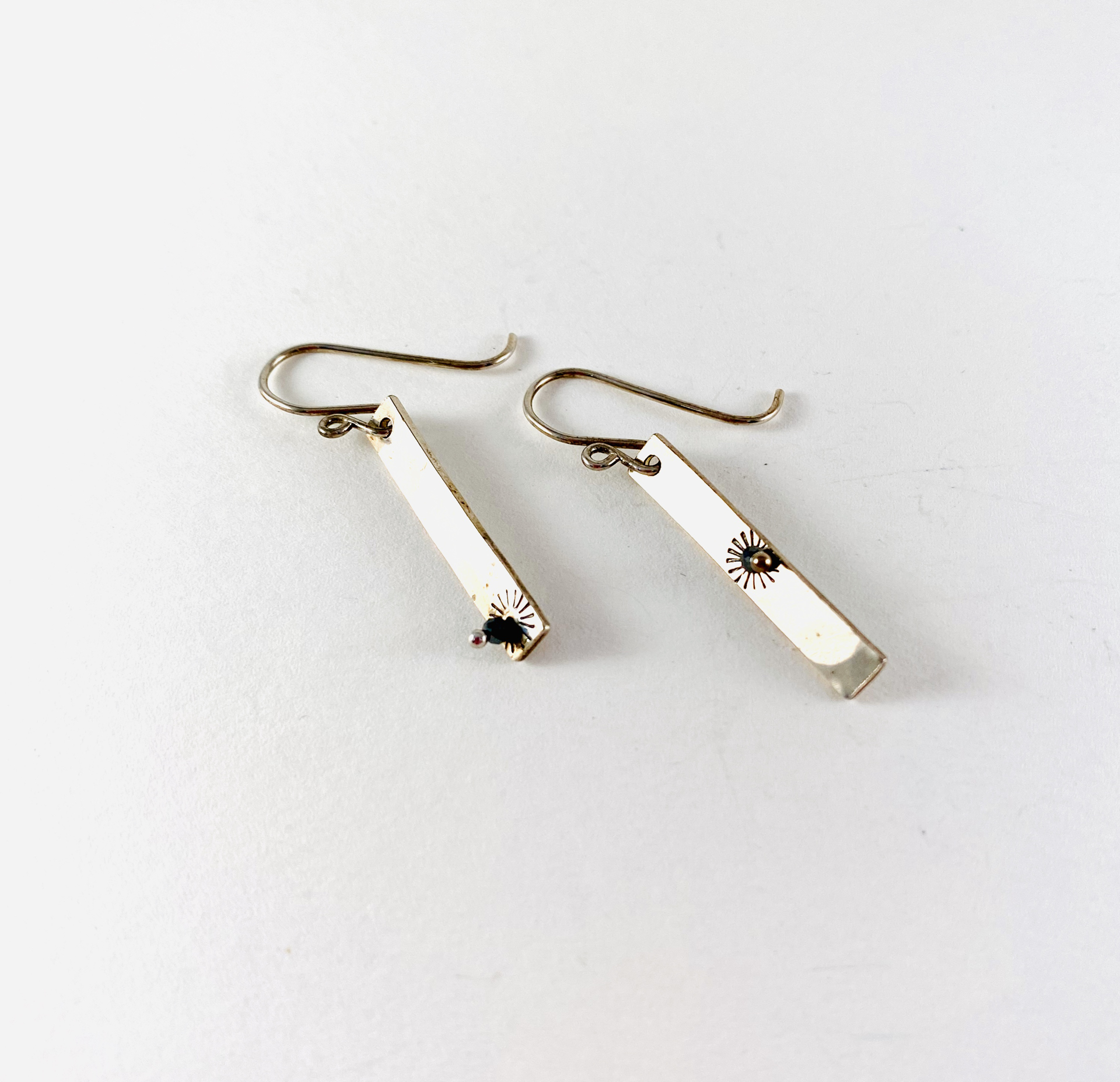 Silver Earrings with Hematite accent, #22 by Shelby Lee - jewelry