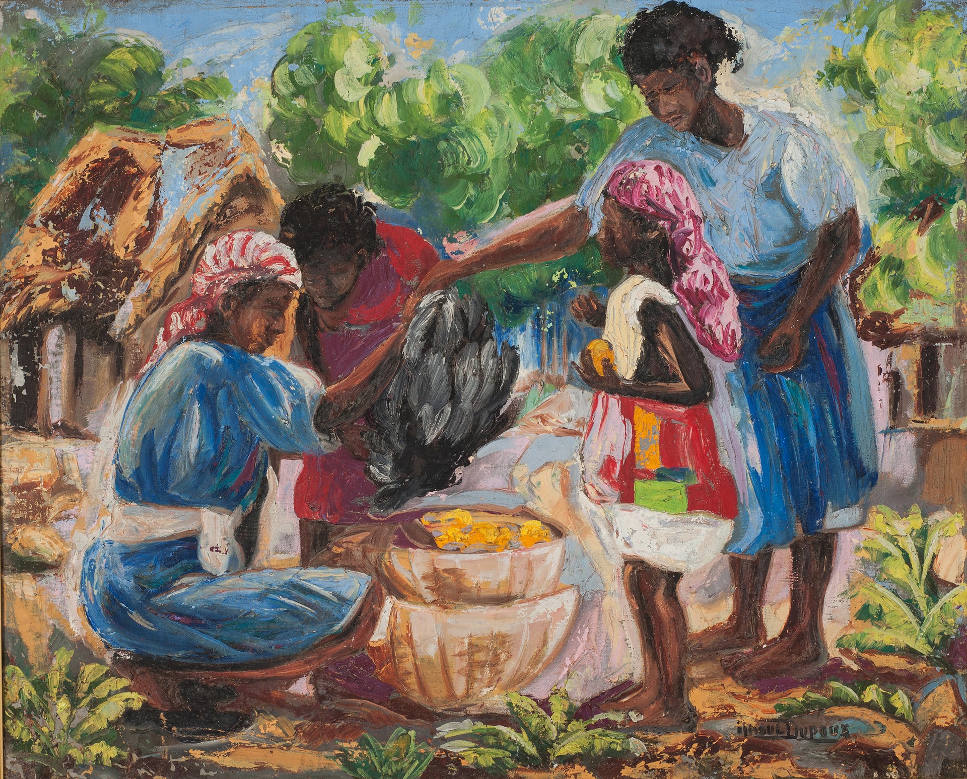 Cooking #1-3-96GSN by Raoul Dupoux (Haitian, b.1906)