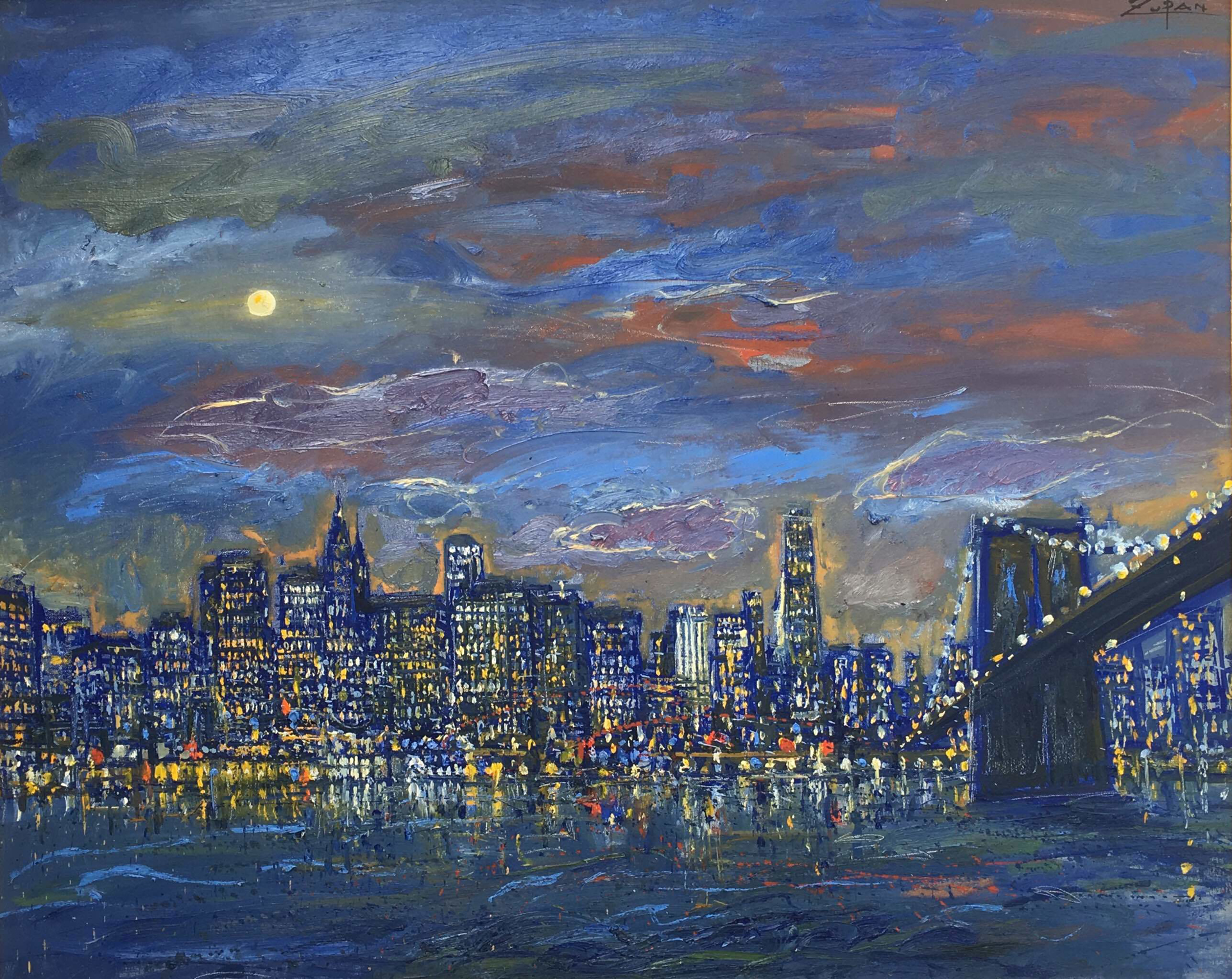 Moonlight Over Brooklyn Bridge by Bruno Zupan