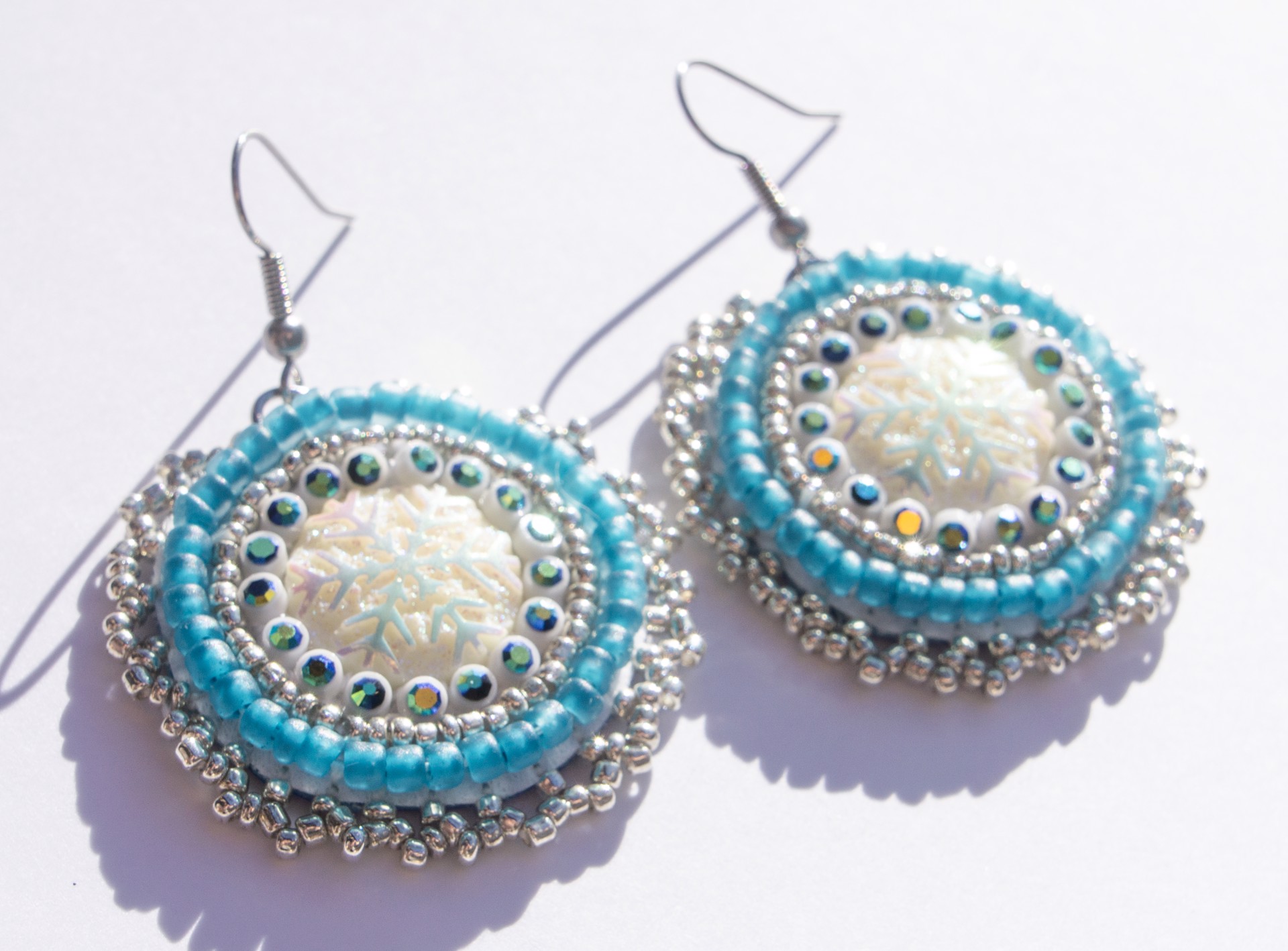 Blue Snowflake Earrings by Hattie Lee Mendoza