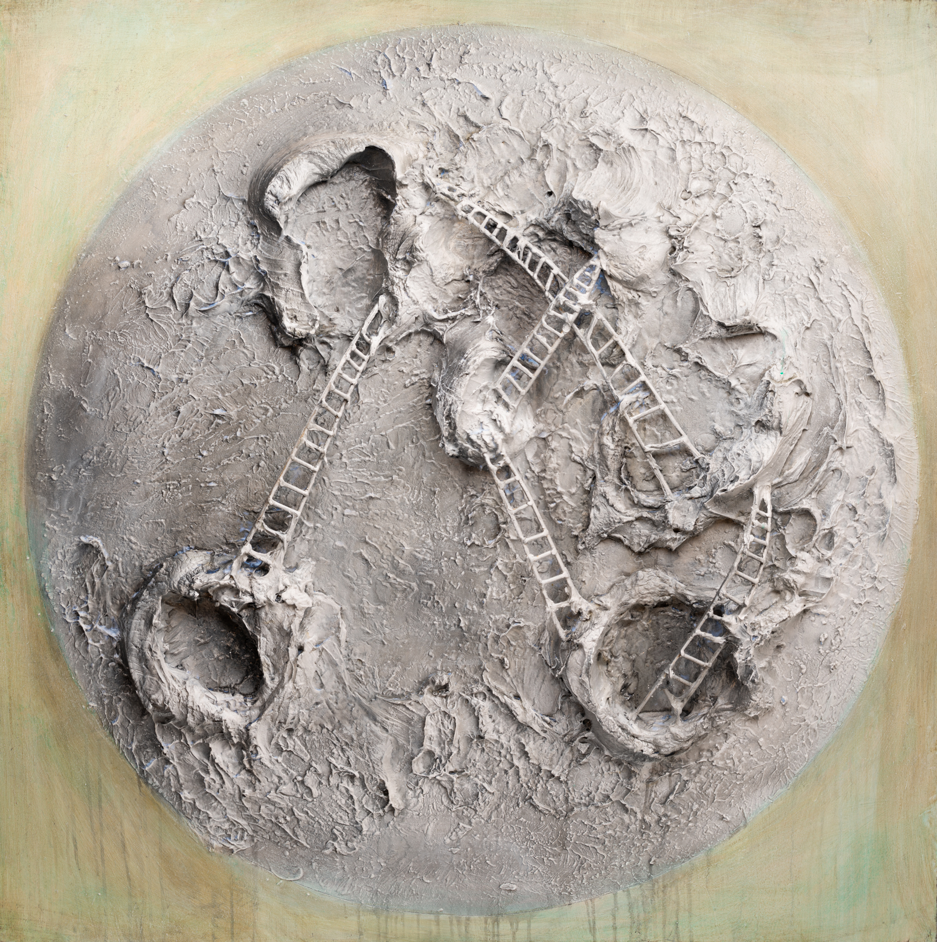 MOON AND LADDERS MS-60x60-2019-317 by JUSTIN GAFFREY