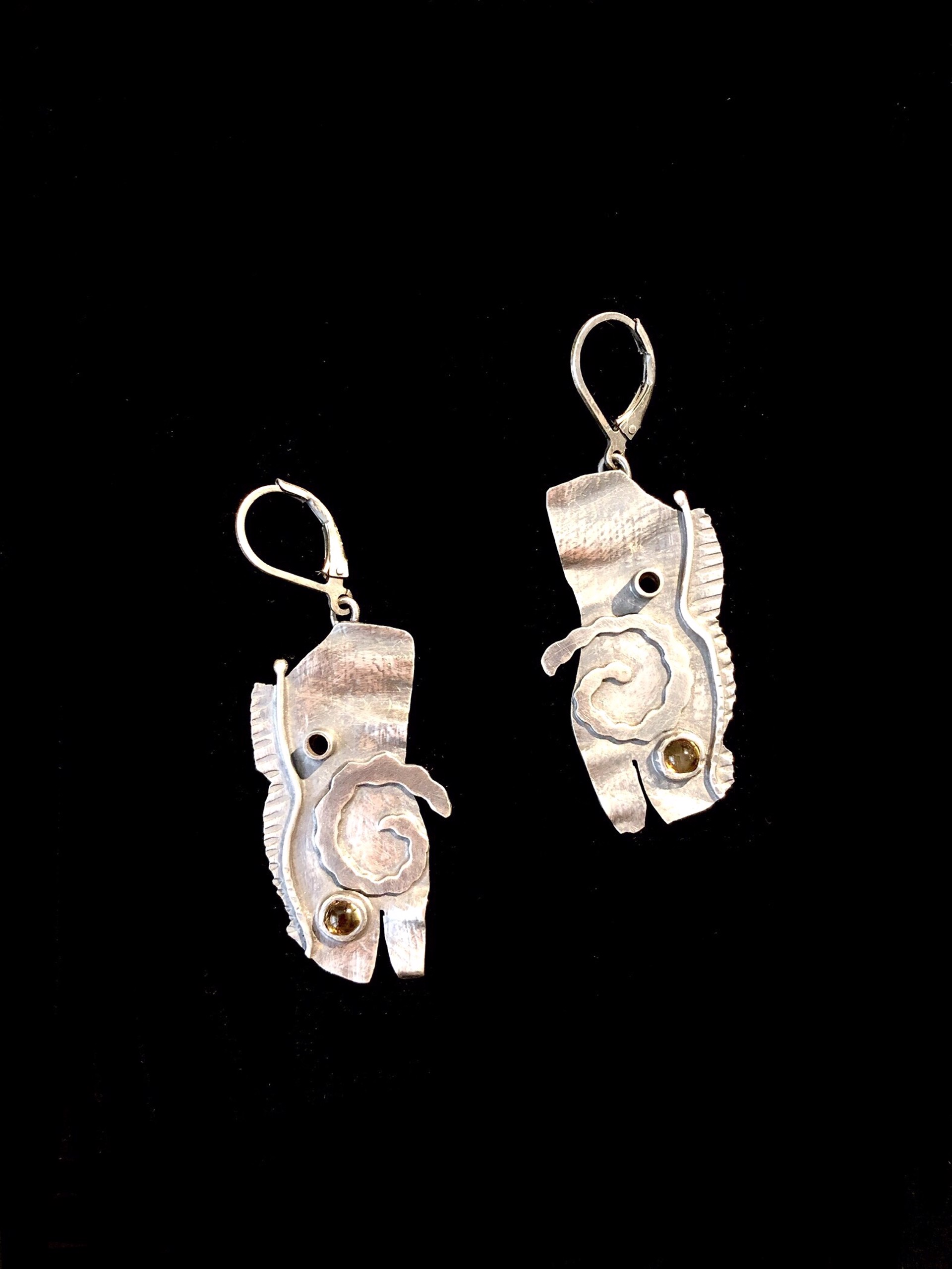 Citrine and Sterling Silver Earrings by Anne Rob