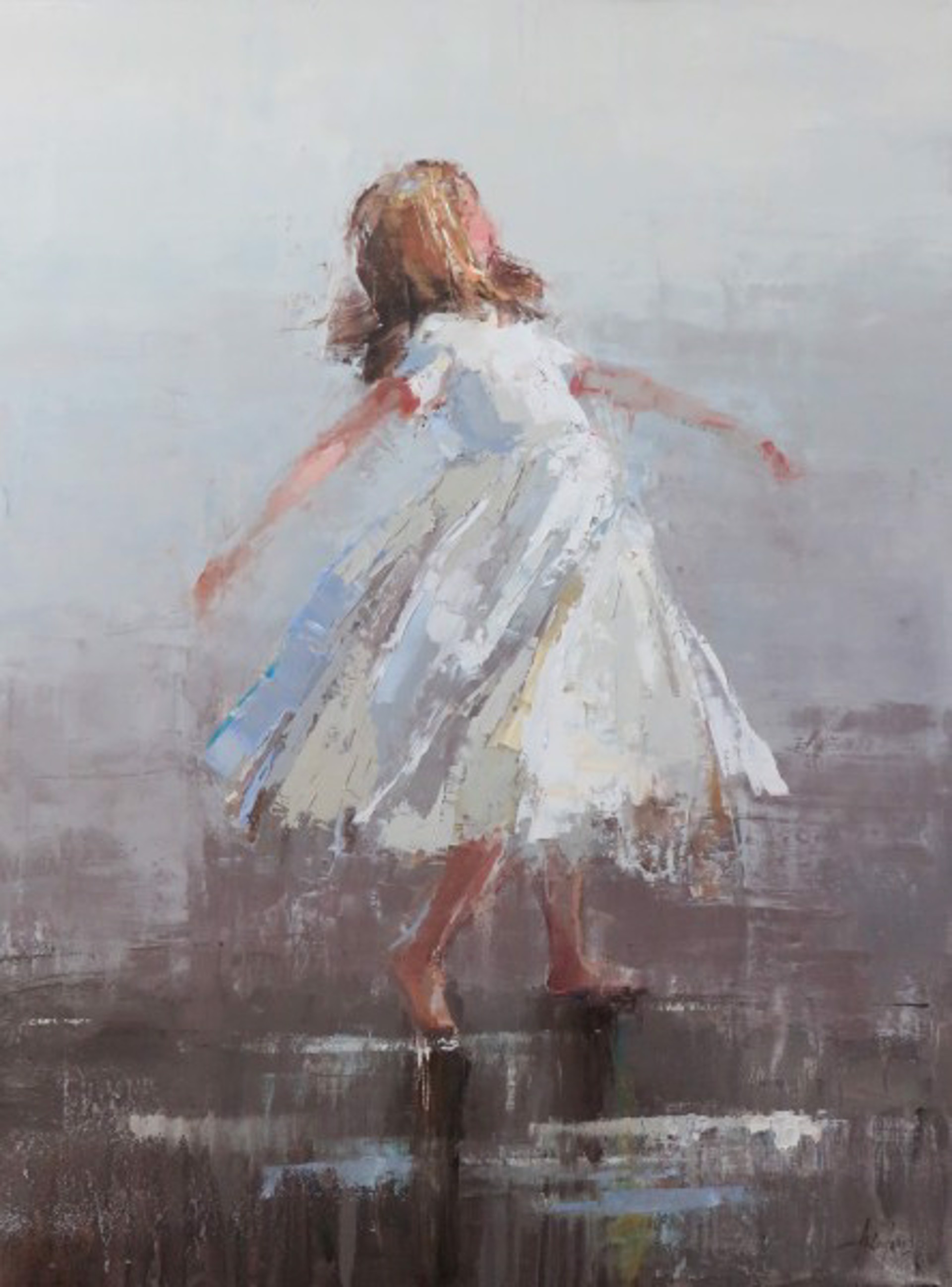 White Dress Twirl by Barbara Flowers