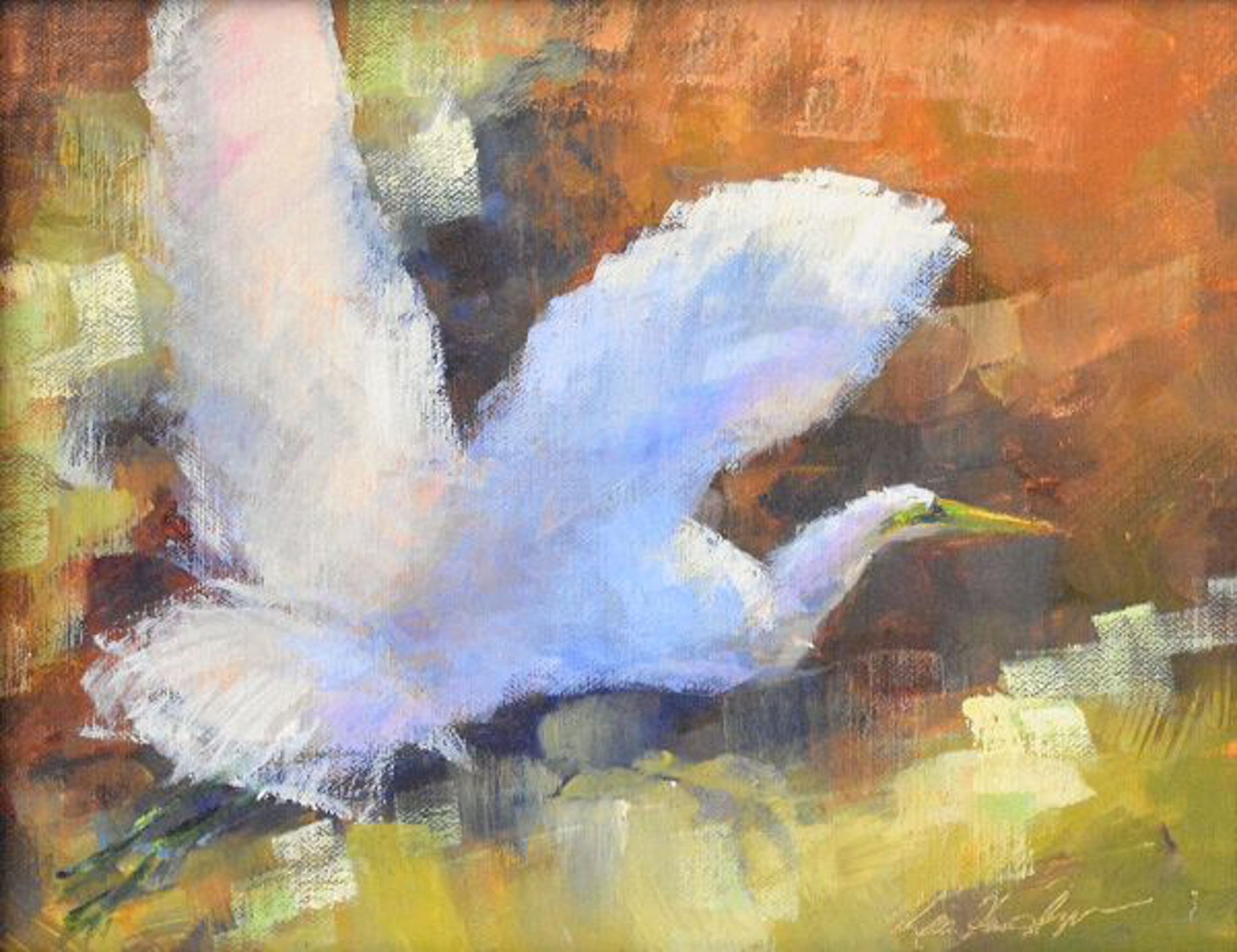 Great Egret in Fall by Karen Hewitt Hagan