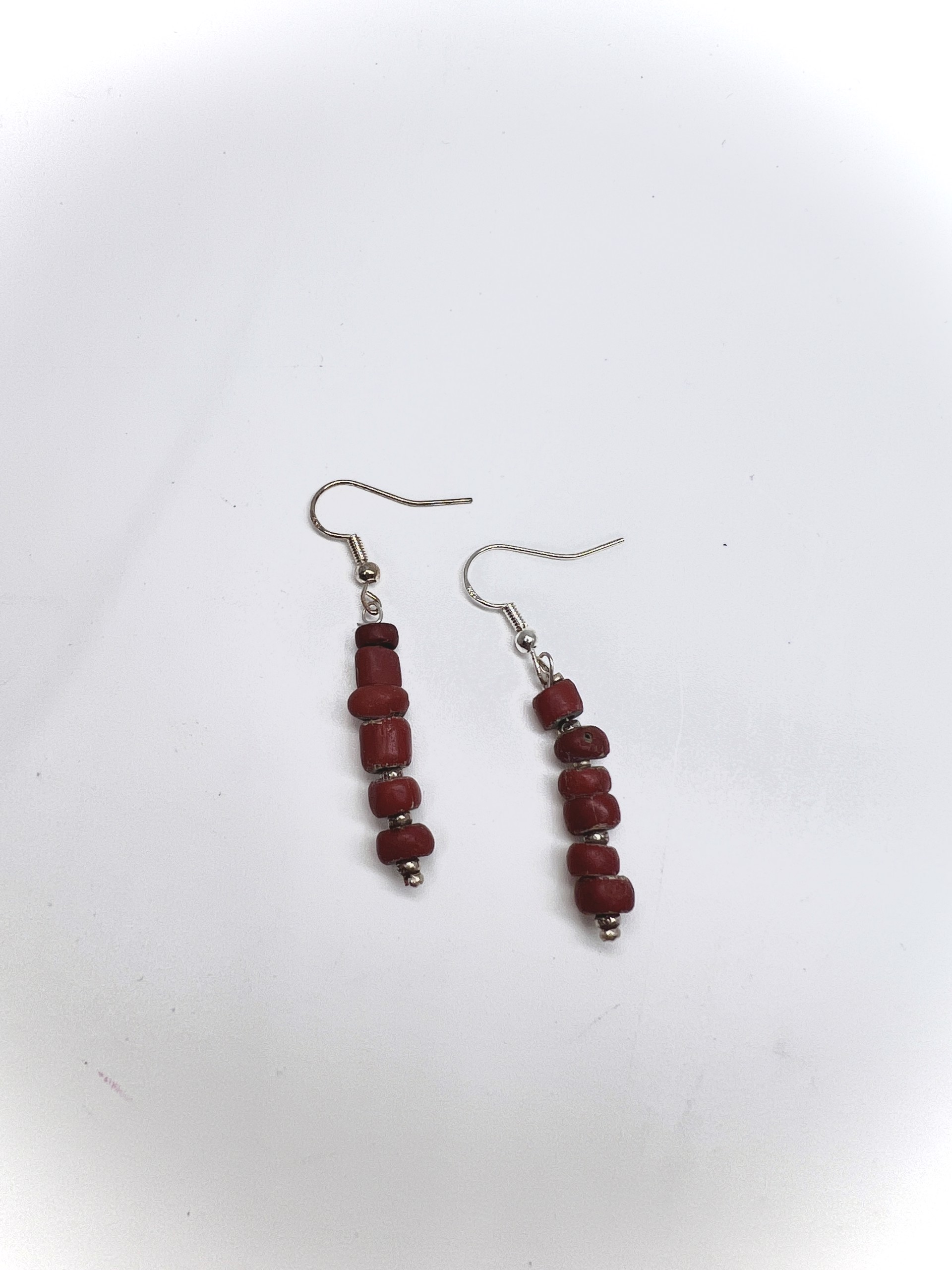 9287 Red Beaded Earrings by Gina Caruso