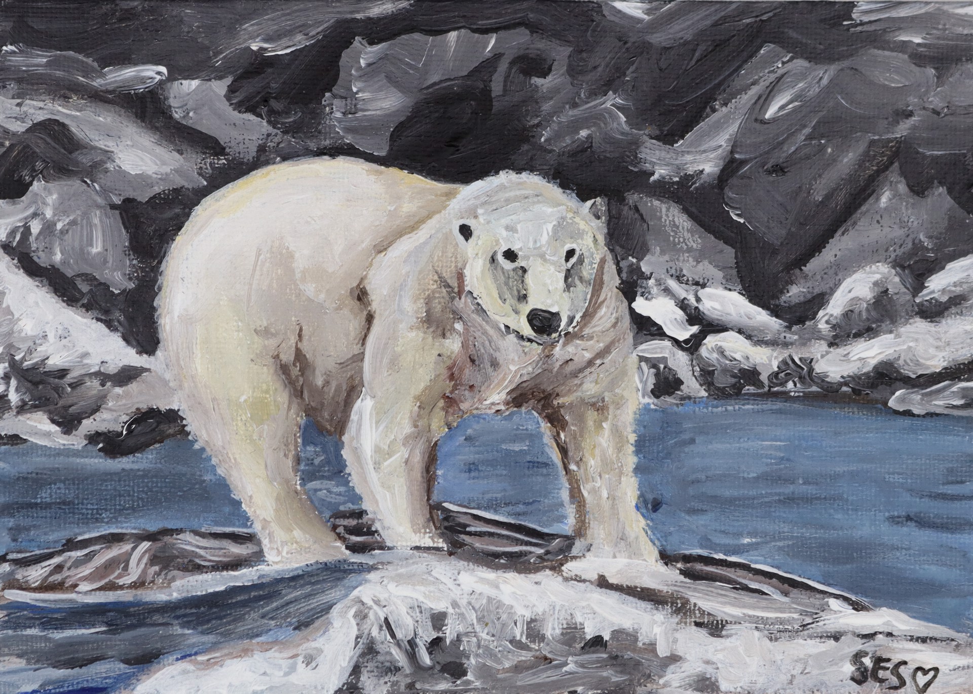 Polar Bear in Thought by Sarah Swan