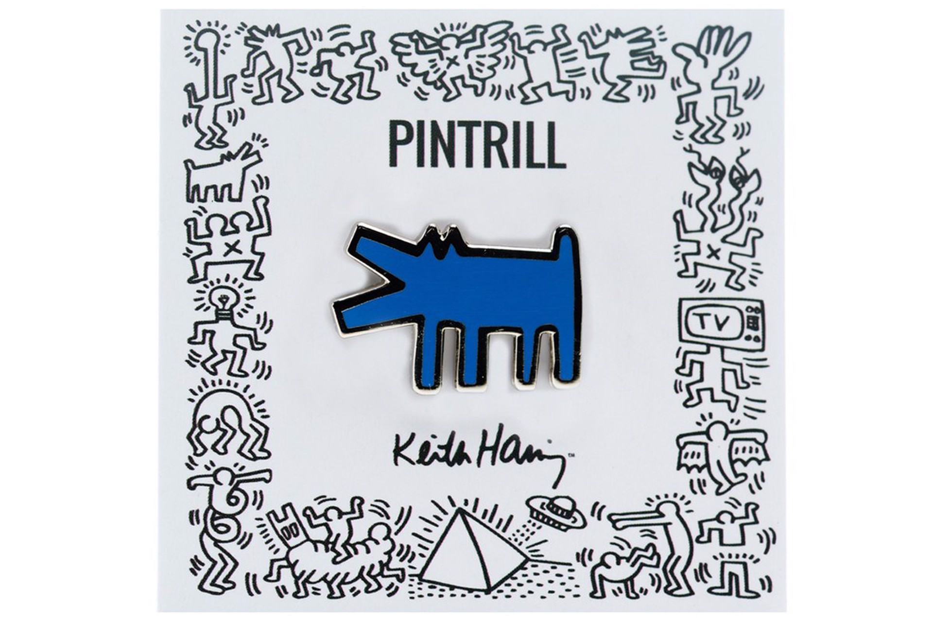Keith Haring - Barking Dog Pin - Blue by Keith Haring