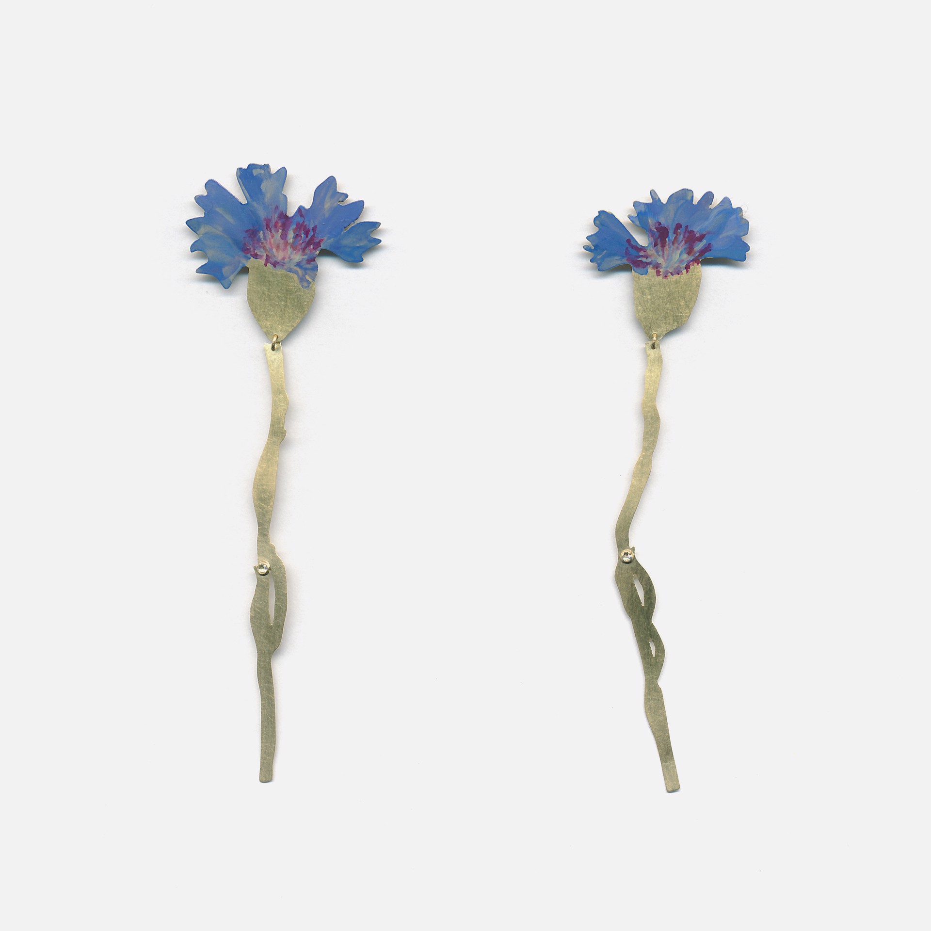Natura Morta: Cornflower, Drop Earrings by Christopher Thompson Royds