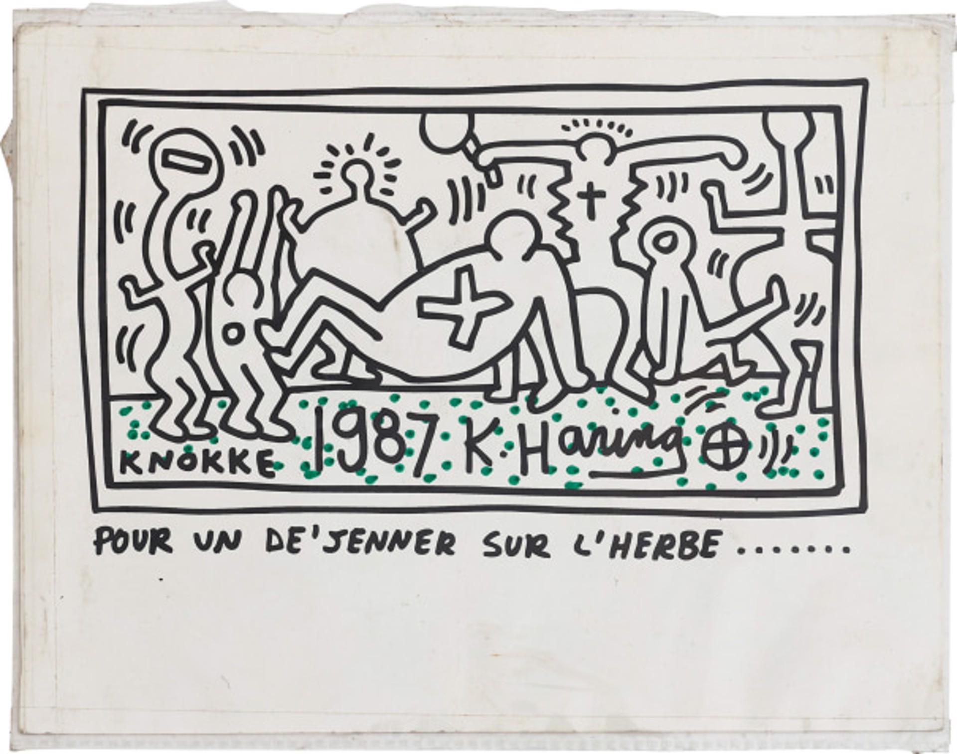 Untitled (Helmet and Invitation) by Keith Haring