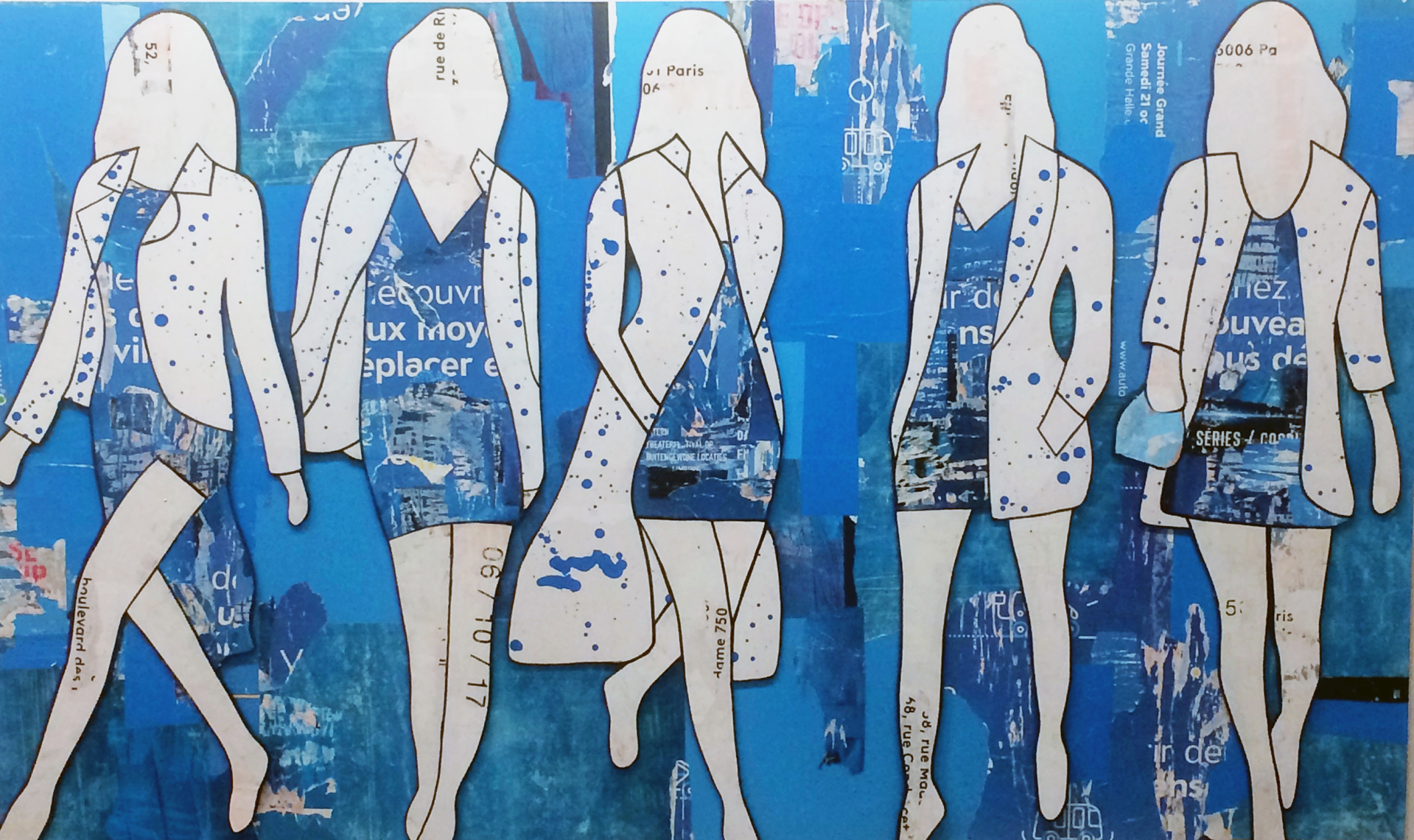 Five Girls Walking (Blue) by Jane Maxwell