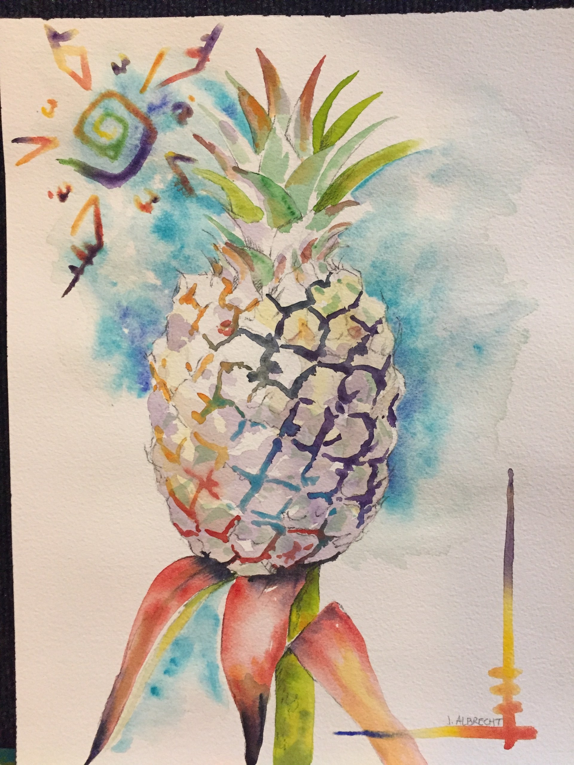 Watercolor Pineapple Original by Jeff Albrecht