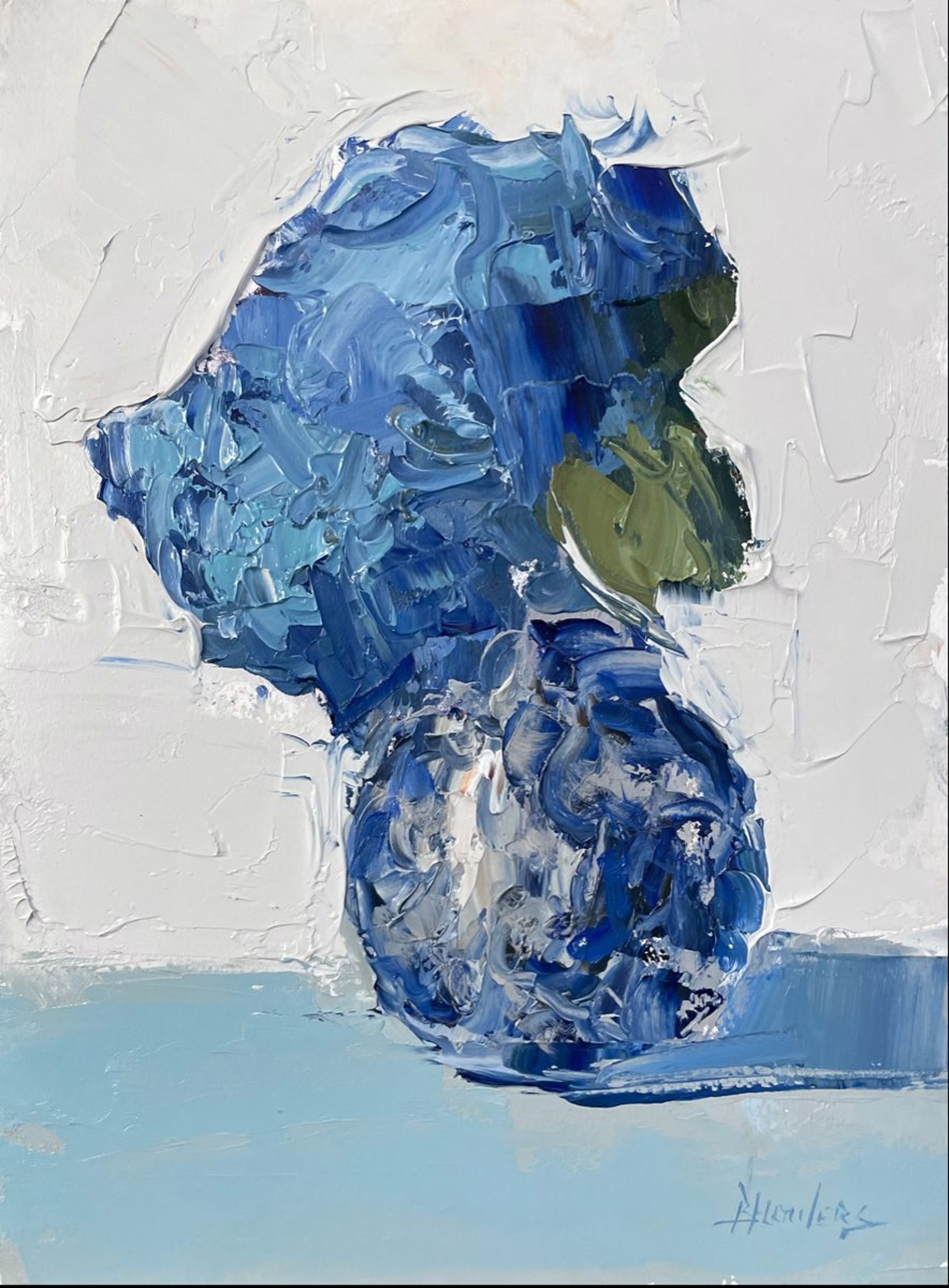 Blue Hydrangea In Blue And White by Barbara Flowers