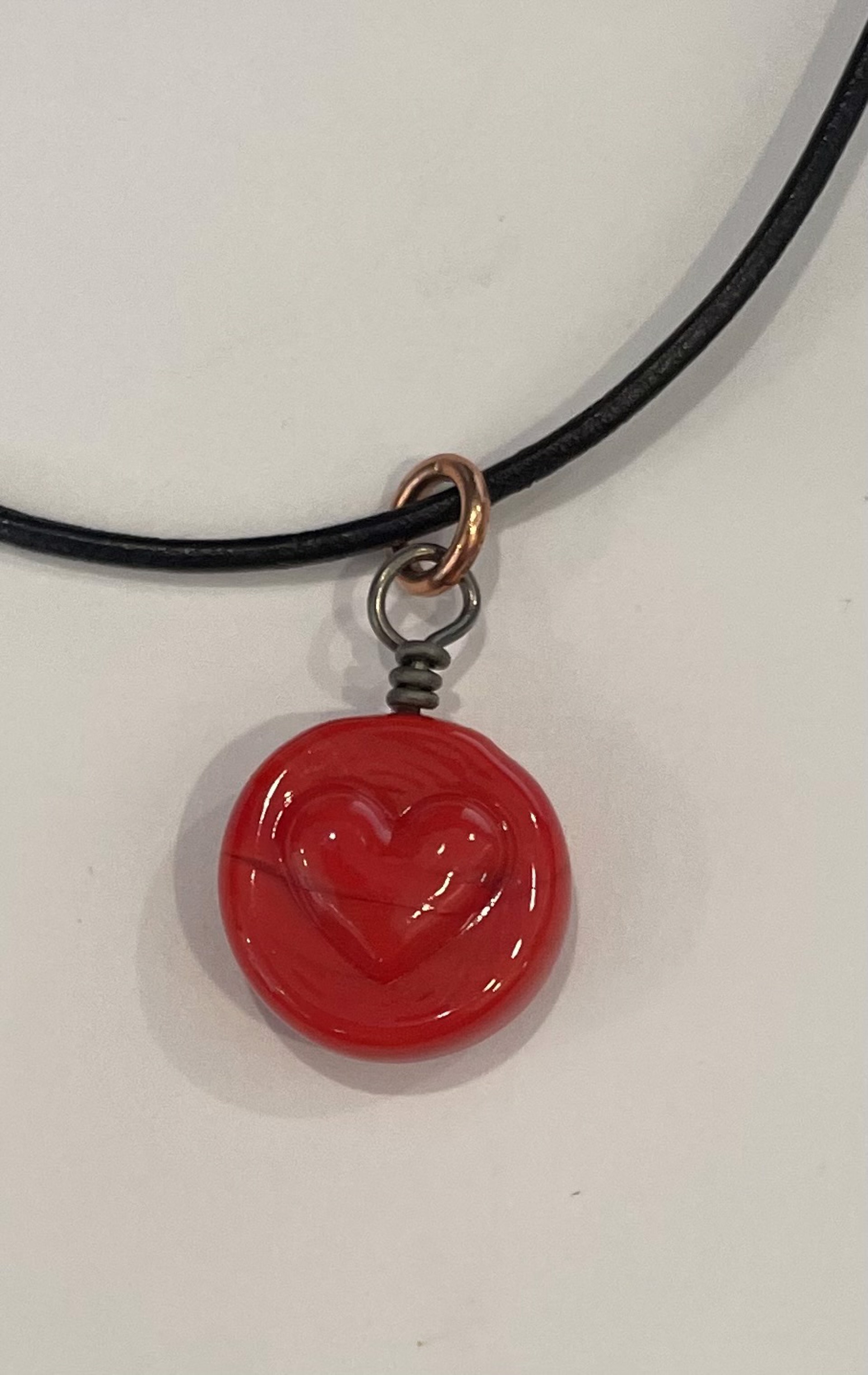 Stamped Red Heart Necklace by Emelie Hebert