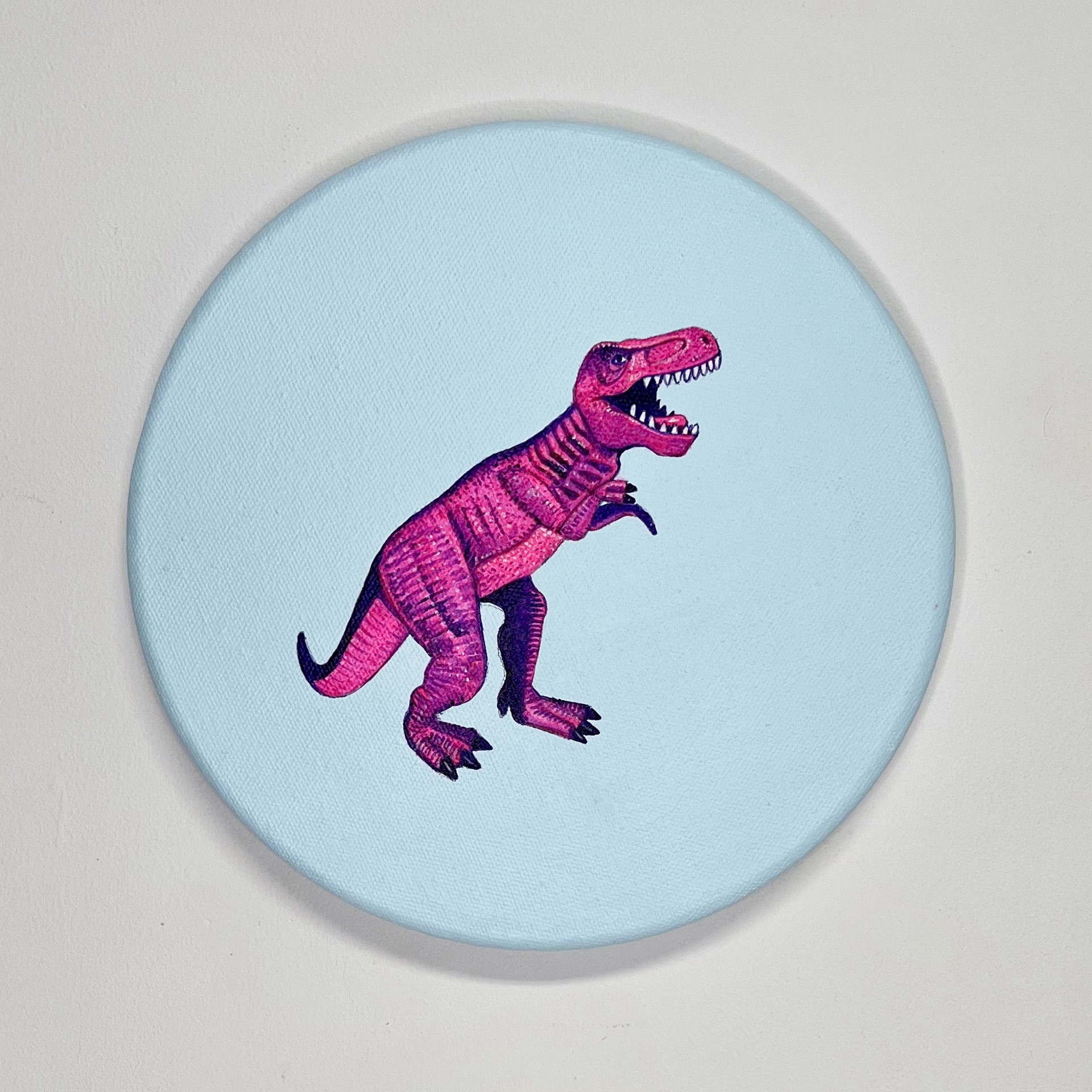 Tondo Rex - Pink on Pale Blue by Colleen Critcher