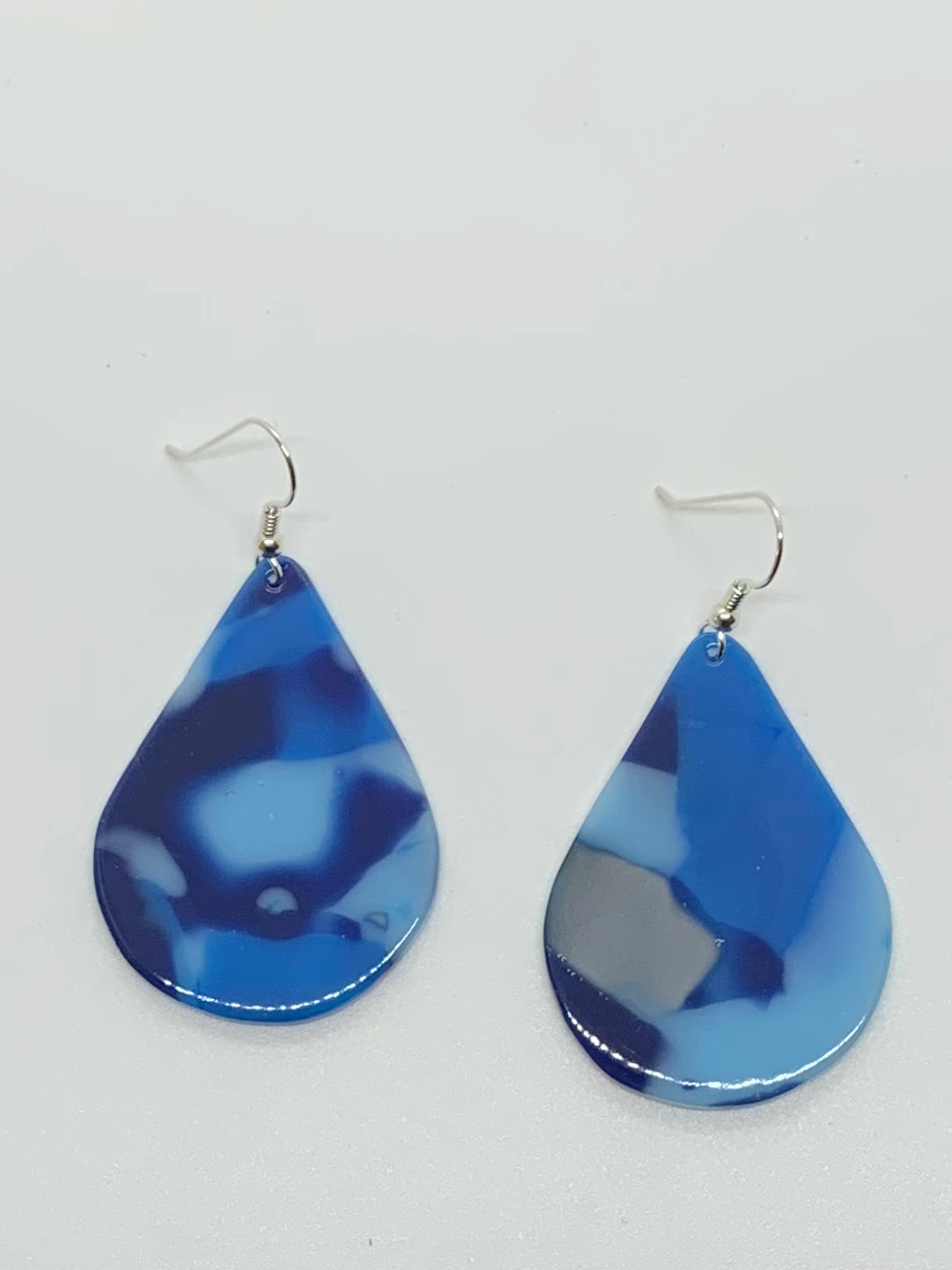 Molten Glass Earrings - Tear Drop - Blues - Gloss by Chris Cox