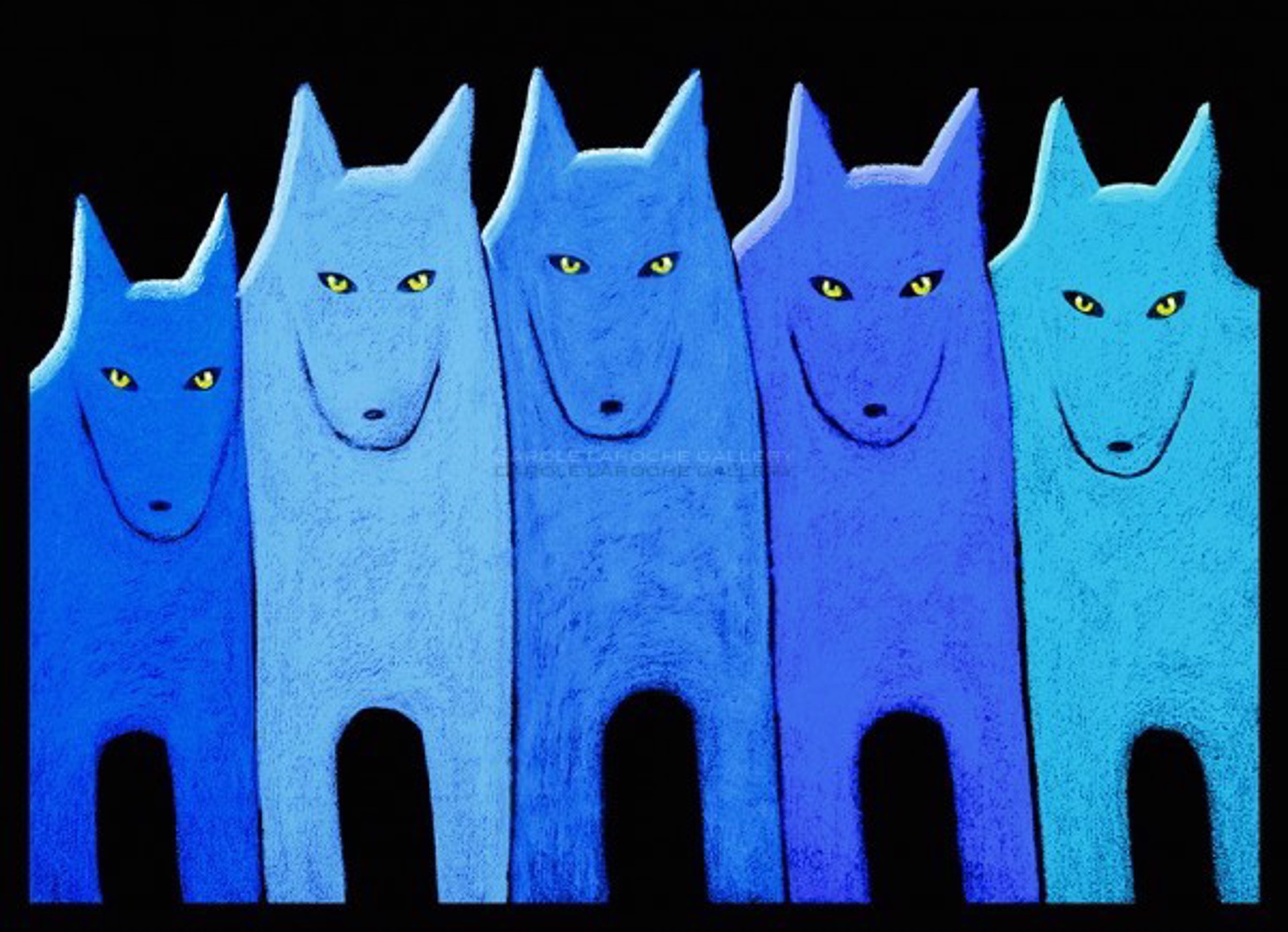 Blue Wolf Pack  - MEDIUM Canvas $2200 by Carole LaRoche
