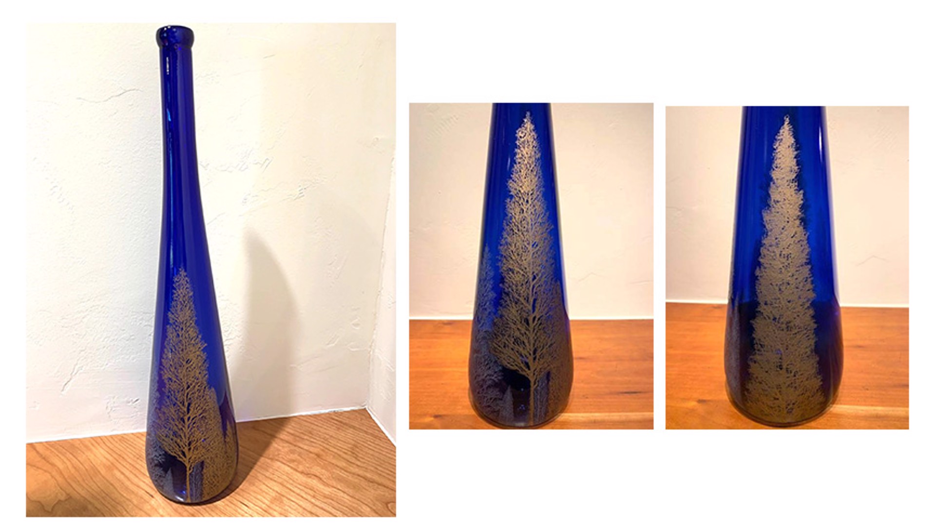 Tree Series - Winter  - Glass Etching on Vase by Hisashi Otsuka