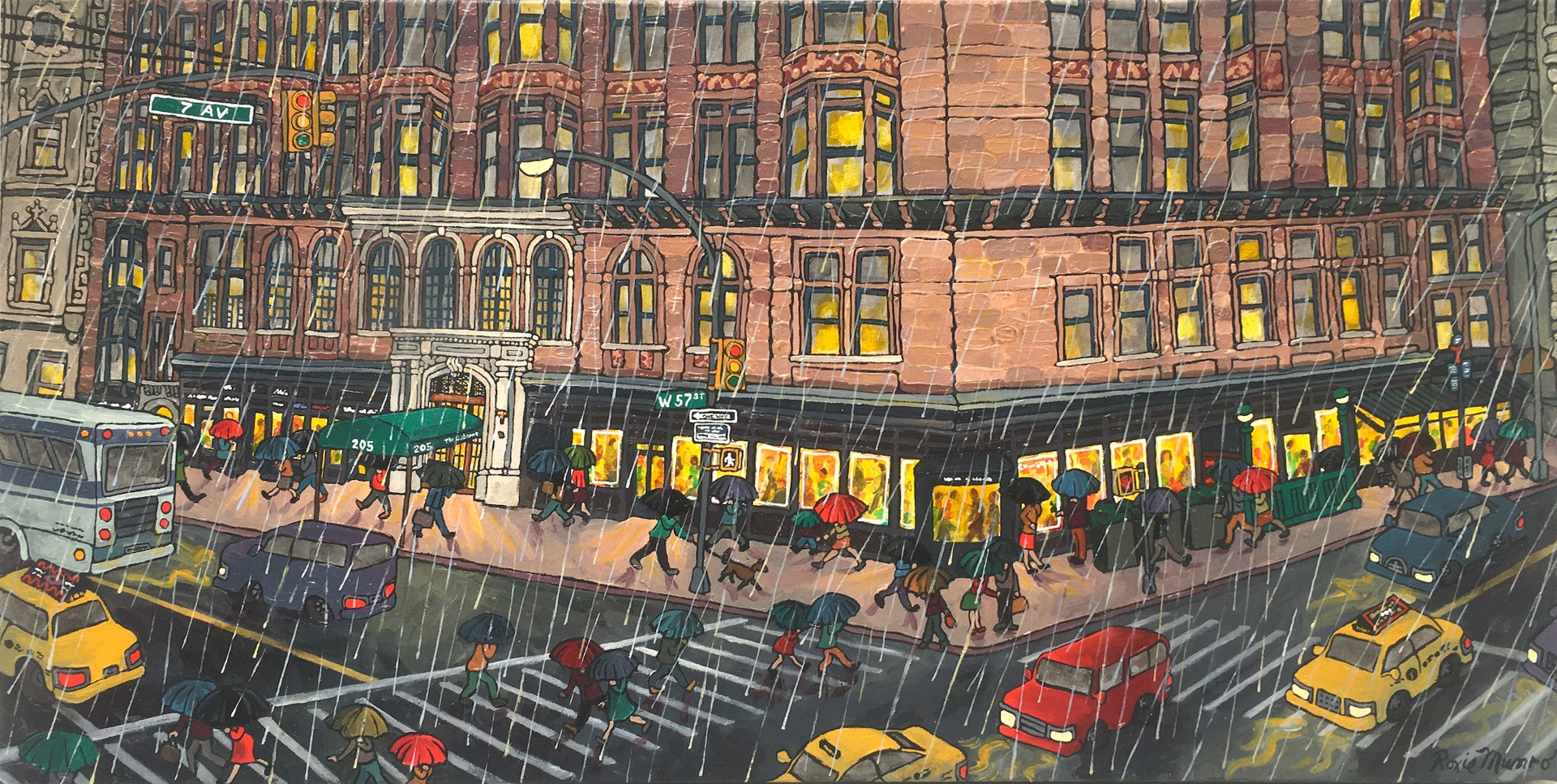 City Streets, 57th & 7th, Rain by Roxie Munro