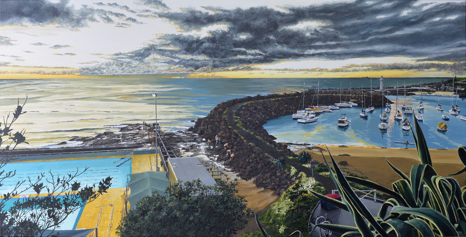 Ocean Swimmers at Sunrise by Donald Keys