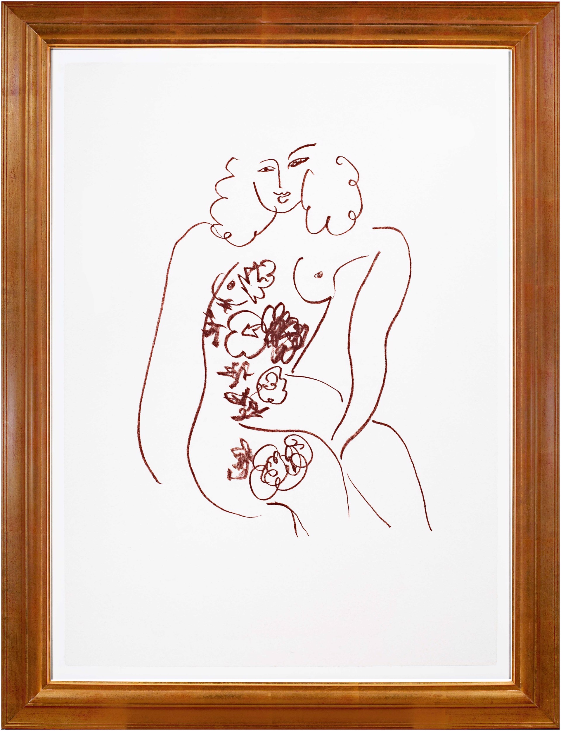 Nude w/Flowers (from Florilege des Amours de Ronsard Portfolio) by Henri Matisse