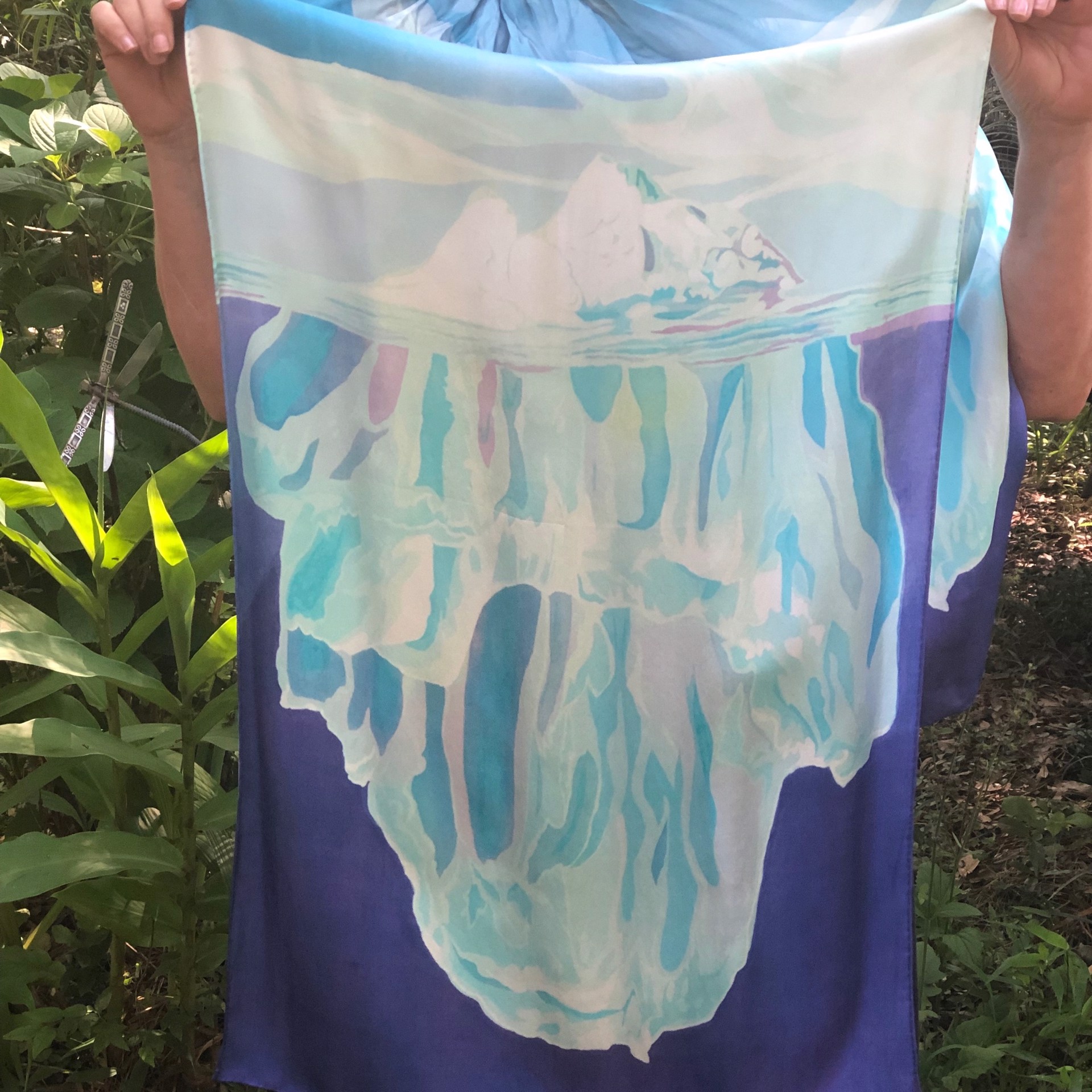 Iceberg silk mirror printed scarf by Mary Edna Fraser