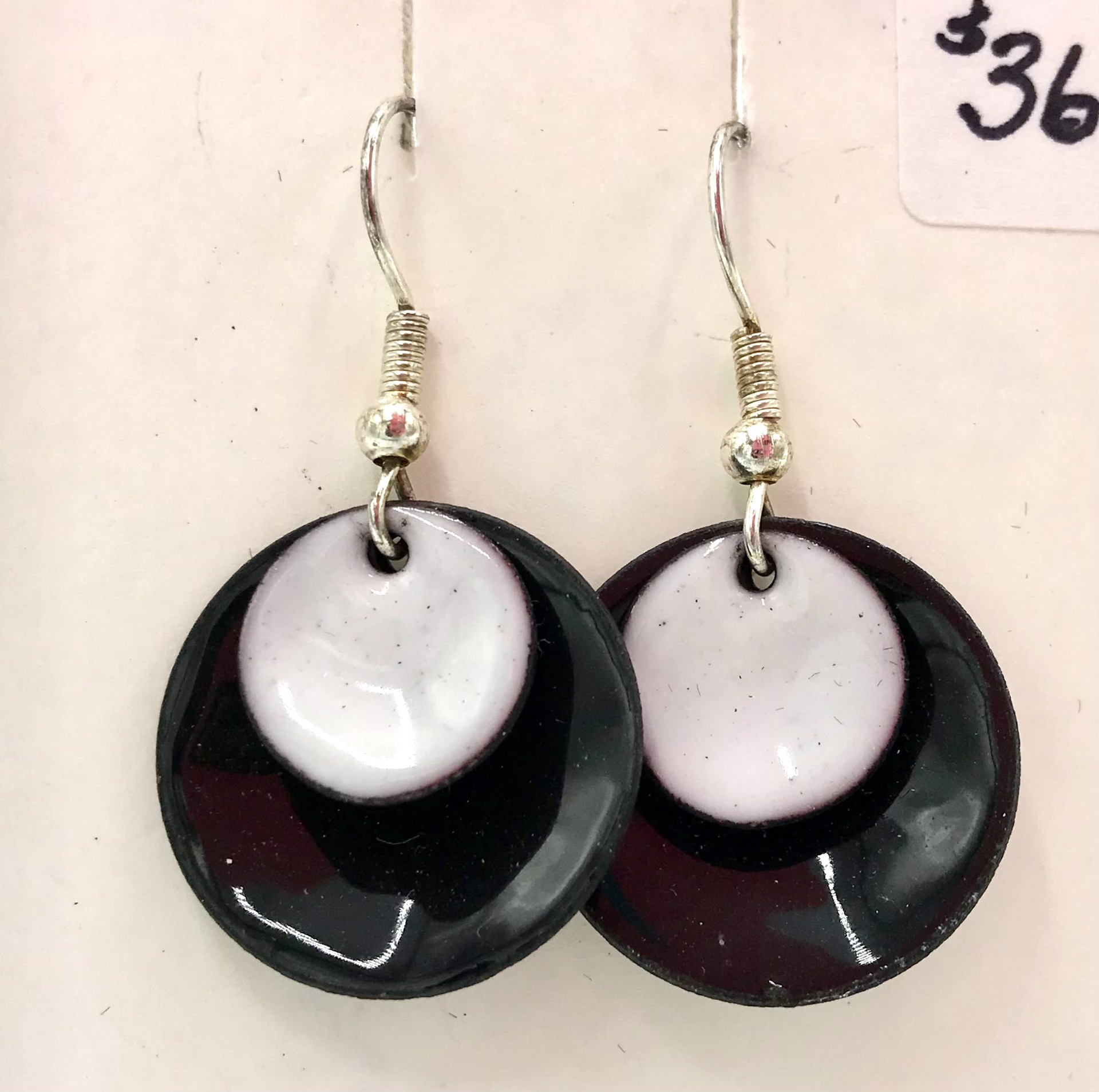 Earrings- Black & White Circles by Cathy Talbot