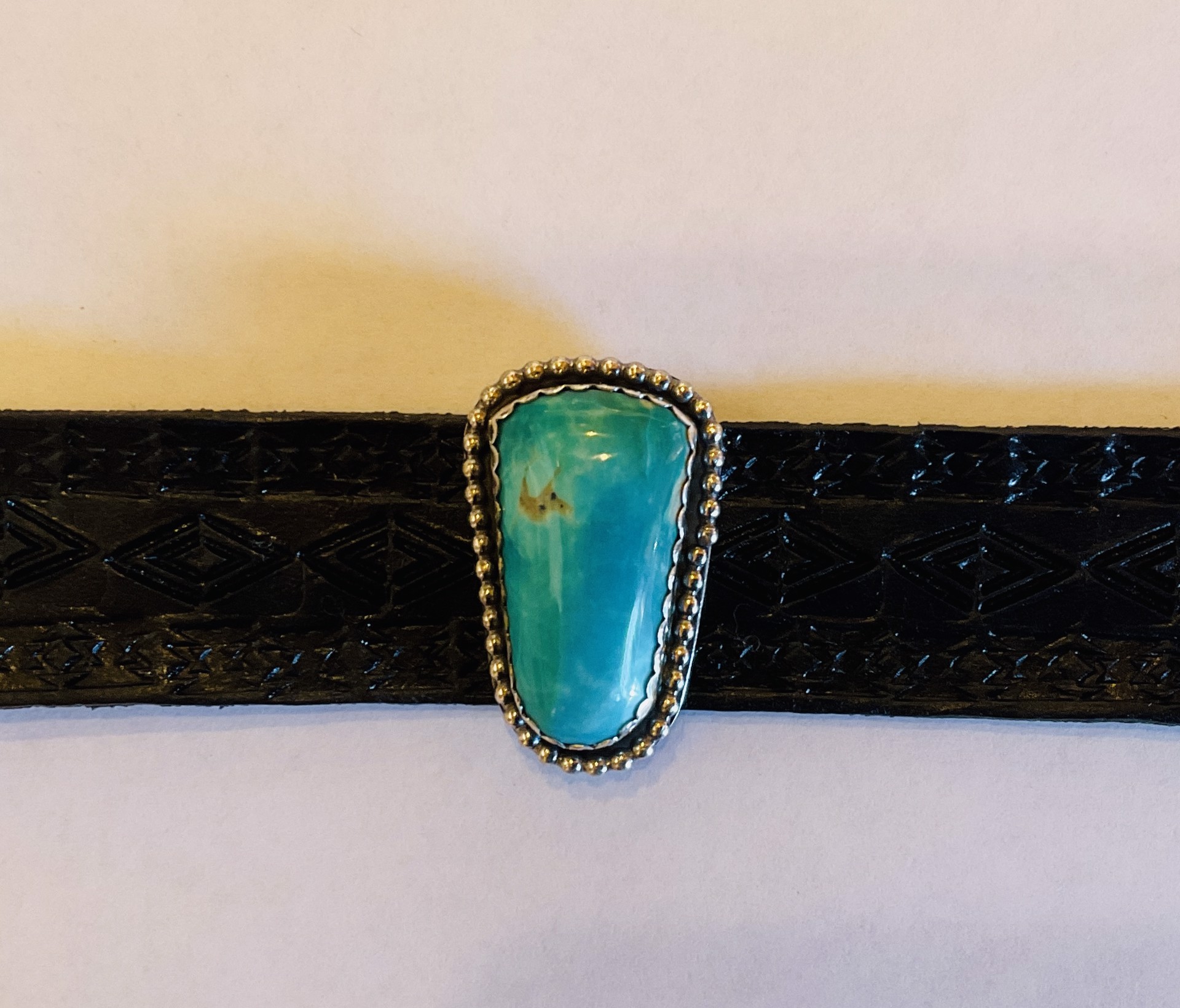 KH64 SS Bracelet Leather Kingman Turquoise by Kim Henkel