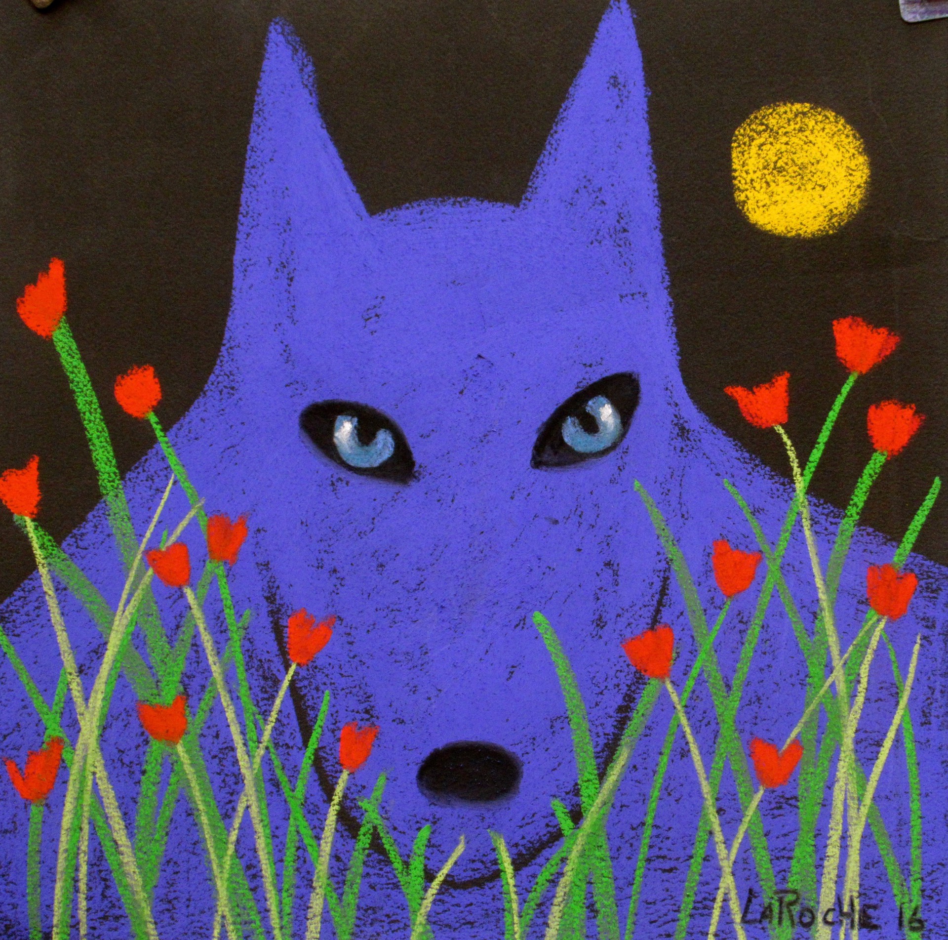 Blue Wolf in the Garden by Carole LaRoche