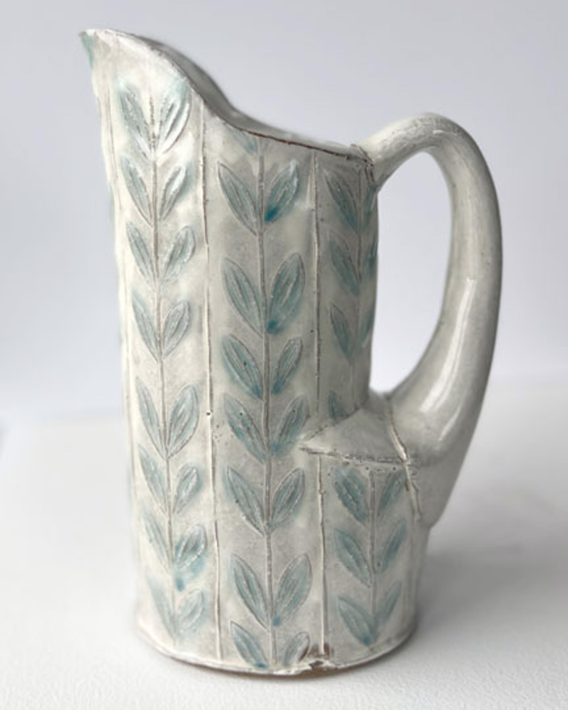 Pitcher with Aqua Leaves by Jennifer Allen