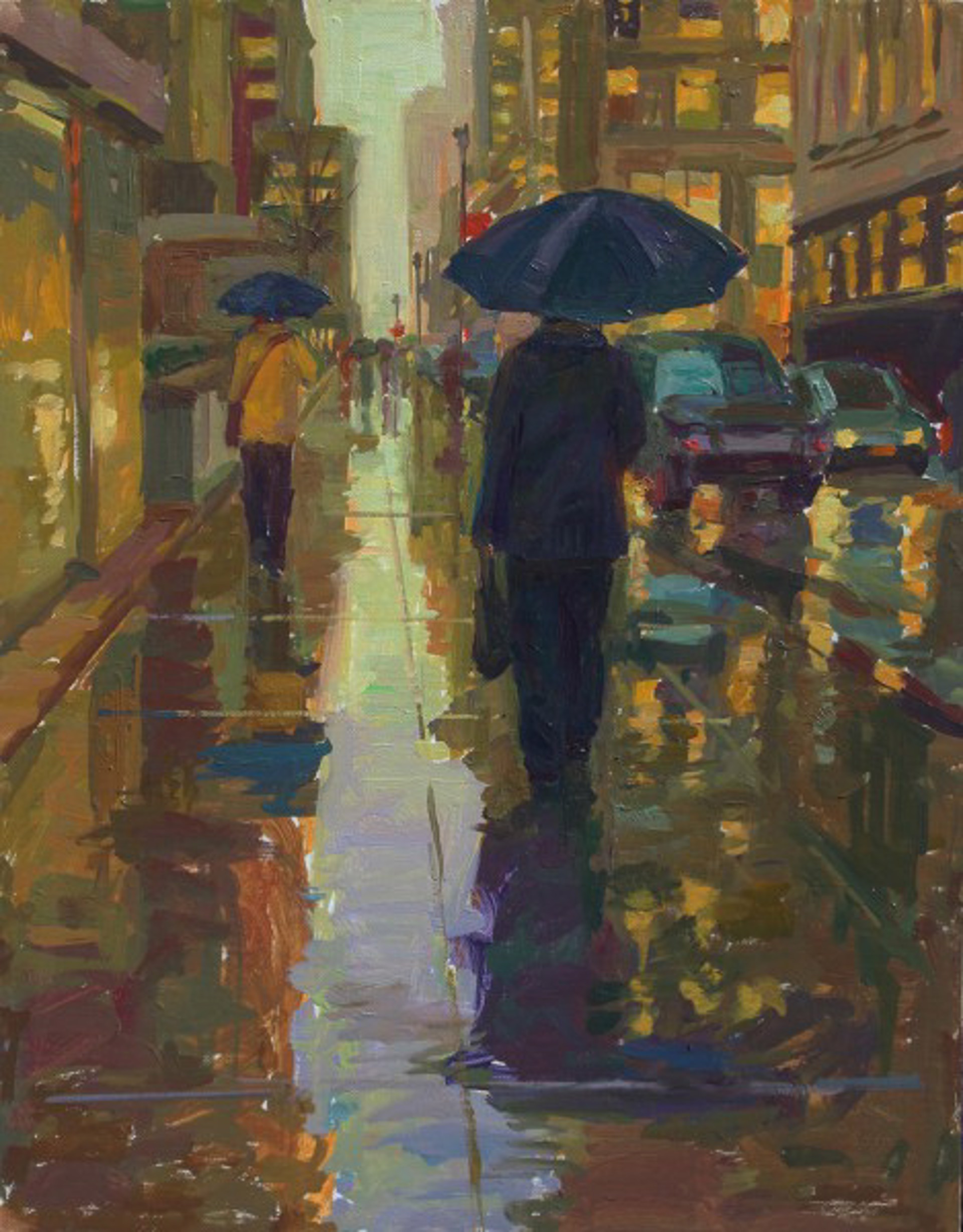 NYC Rain, Gold and Gray by Simie Maryles