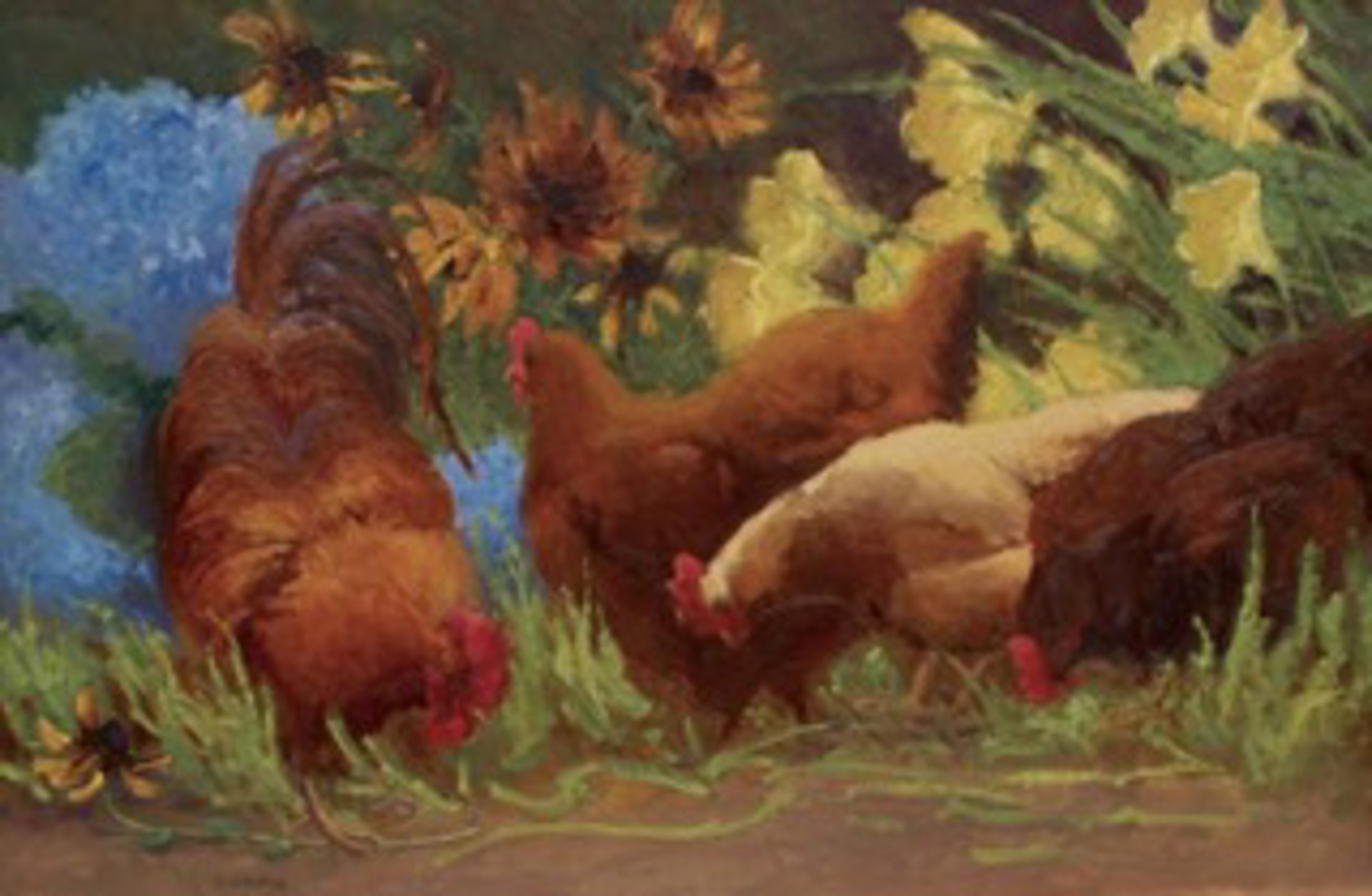 Flower Garden Chickens by Laureen Hylka Wondolowski